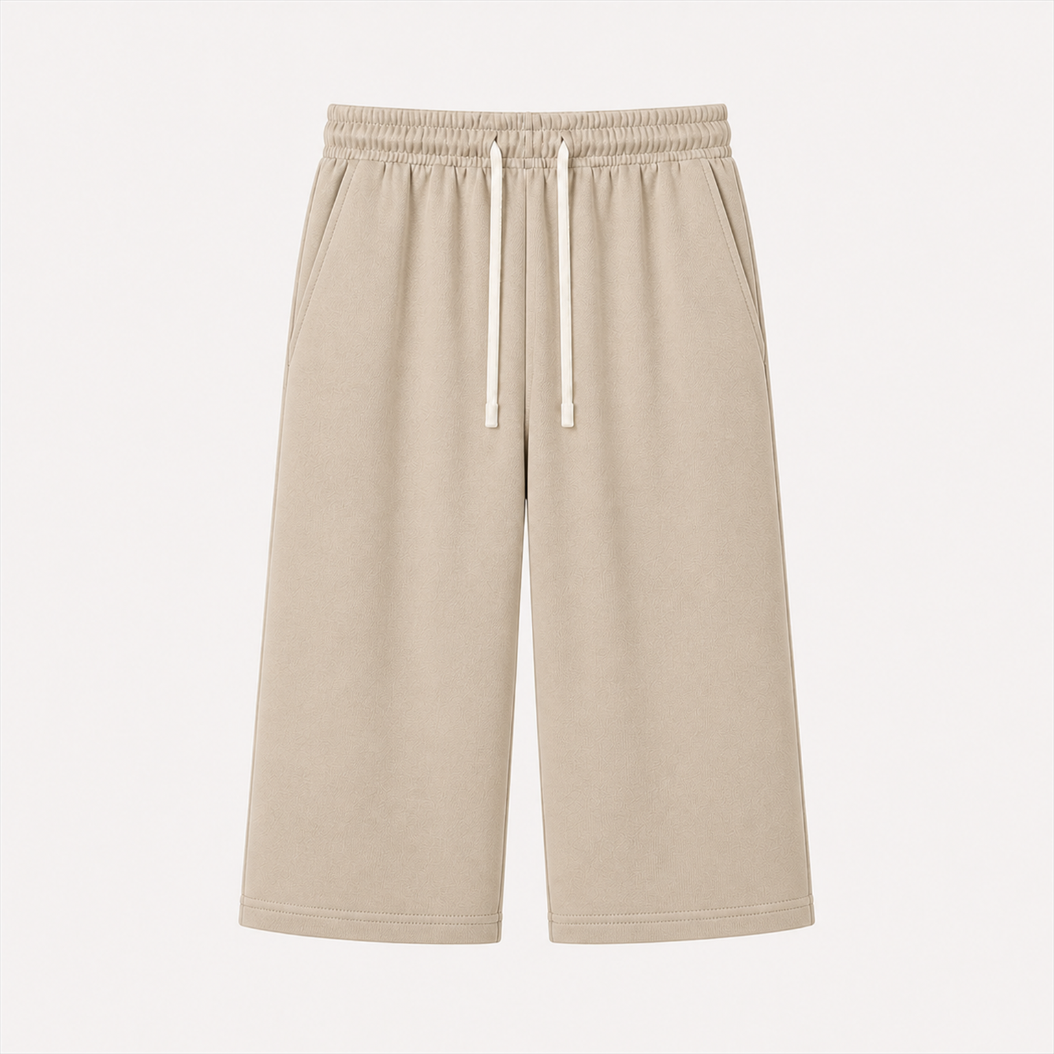 Men's seven-tenths-length French-terry cropped pants - Beige