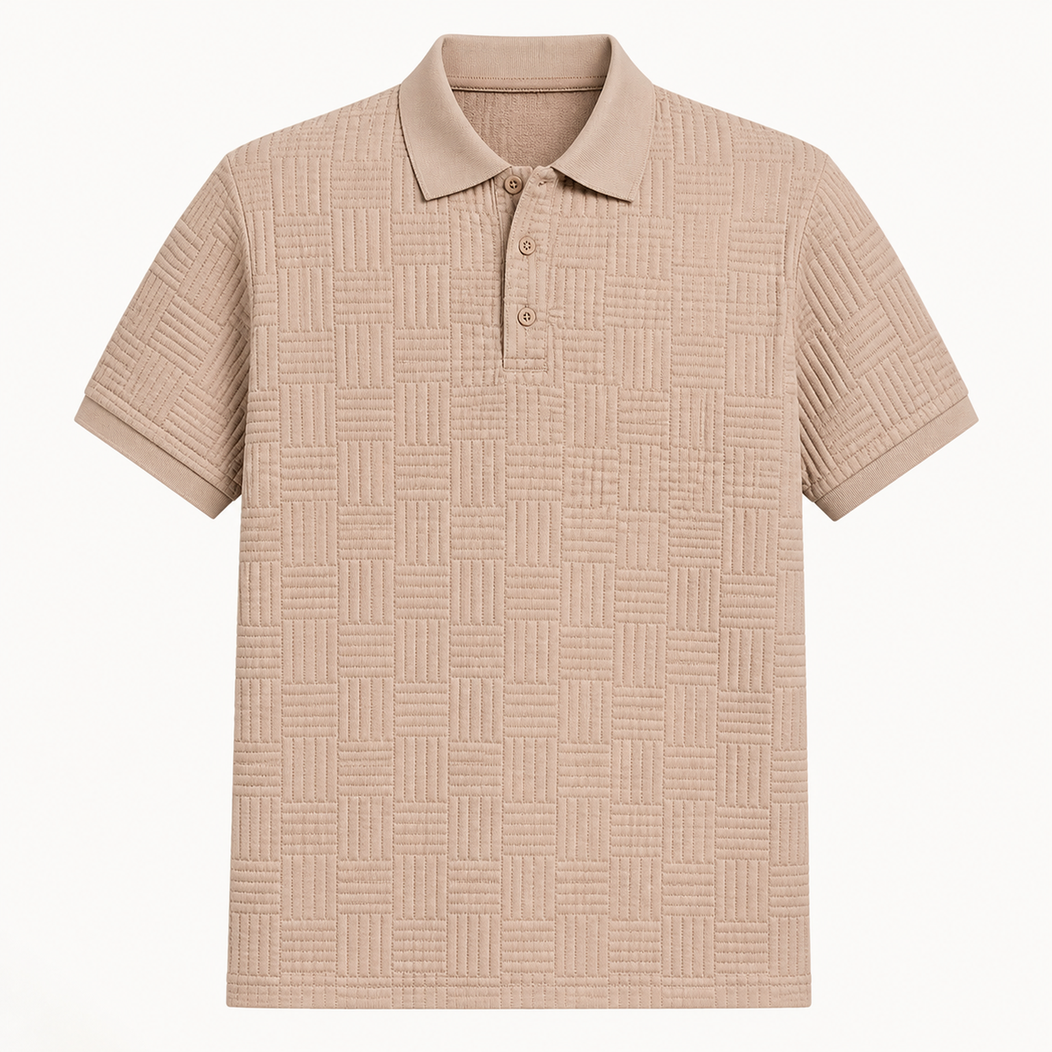 Men's textured knit polo - Beige
