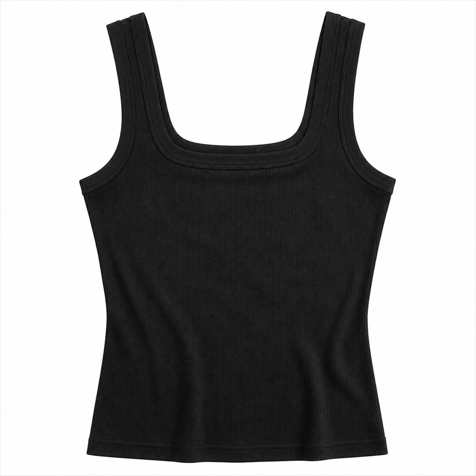black square neck ribbed tank top