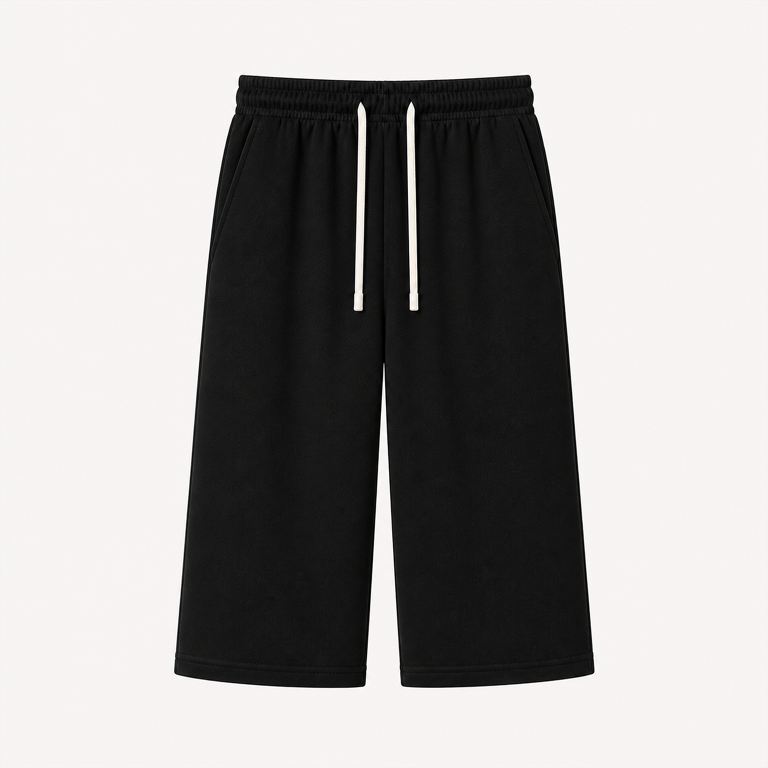 Men's seven-tenths-length French-terry cropped pants - Black