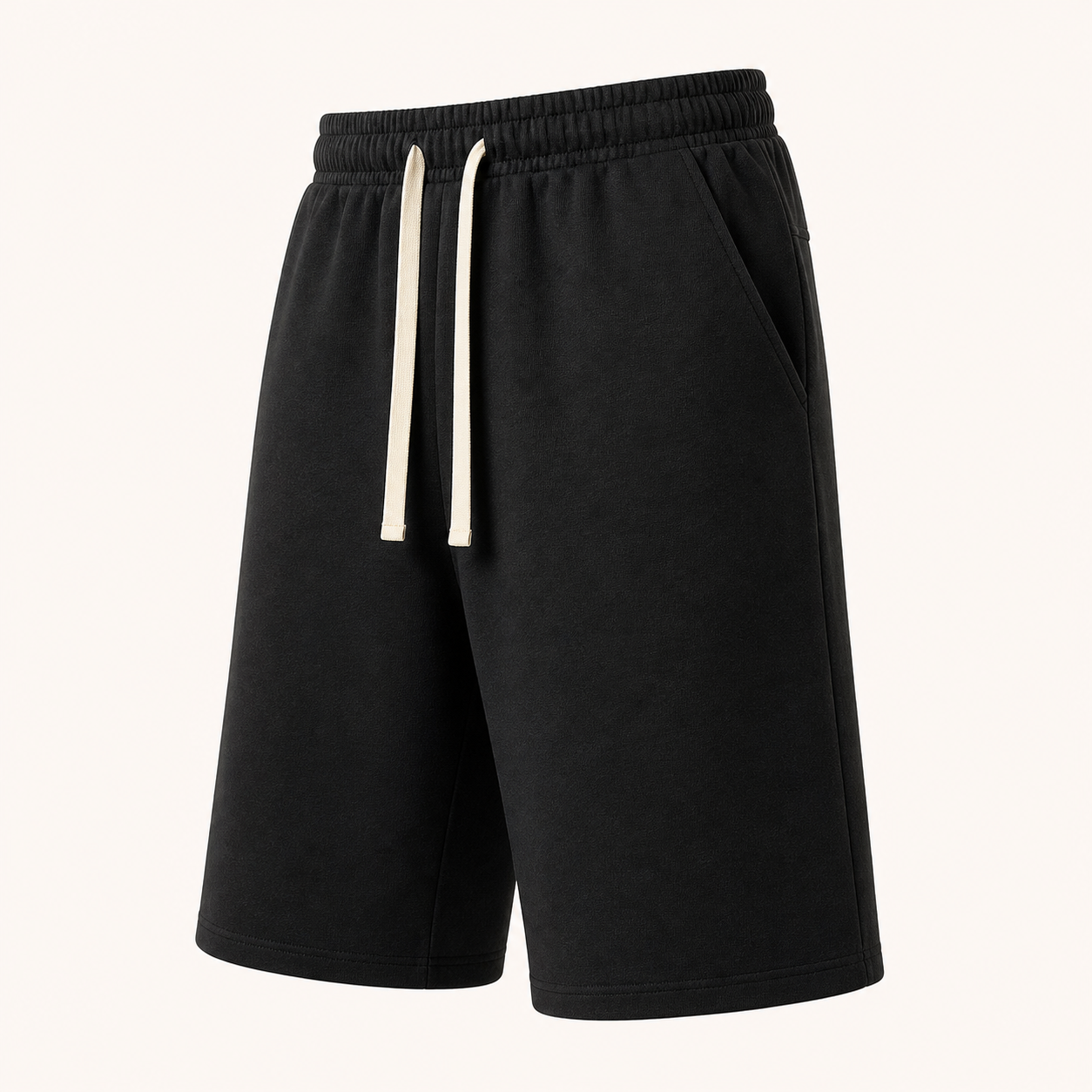 Unisex French-terry wide-leg knee-length shorts in Black