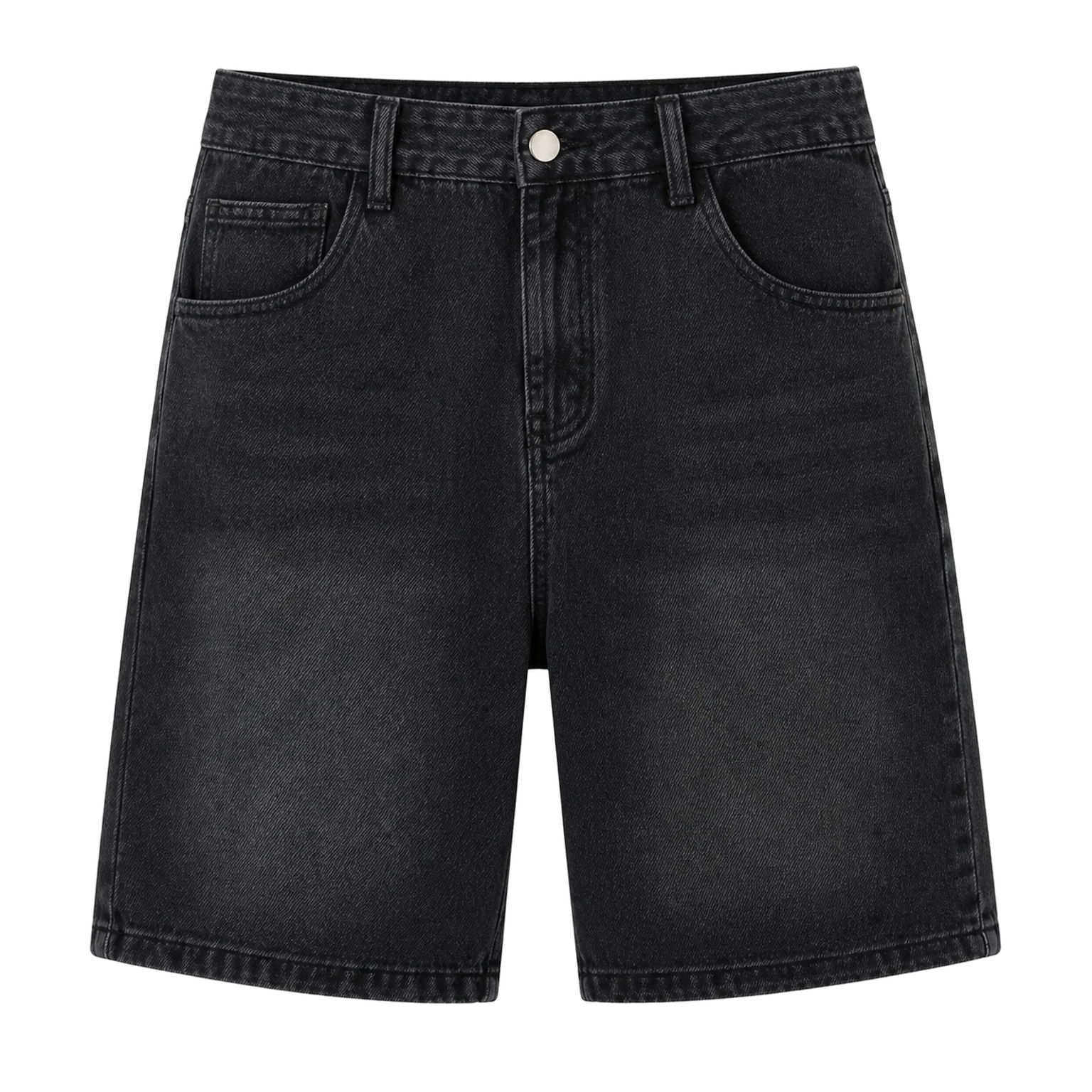 Men's five-pocket knee-length denim shorts in Black