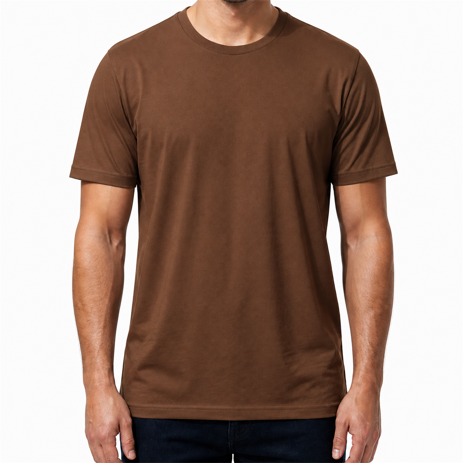 Brown - men's smooth crew-neck T-shirt