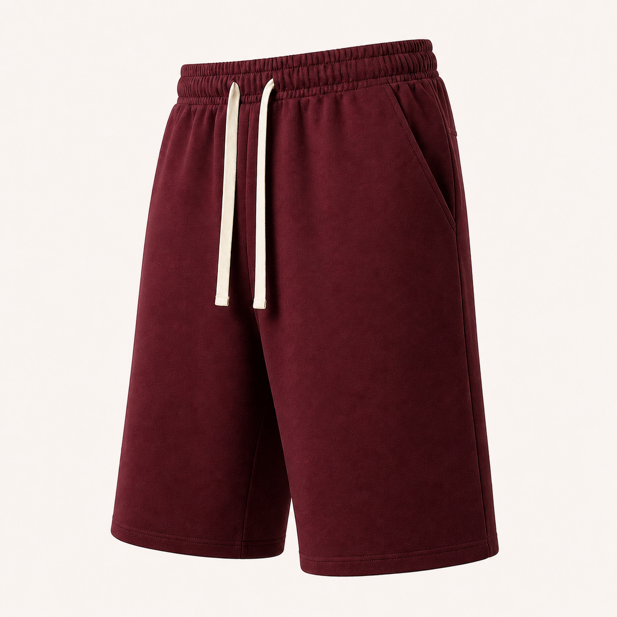 Unisex French-terry wide-leg knee-length shorts in Burgundy