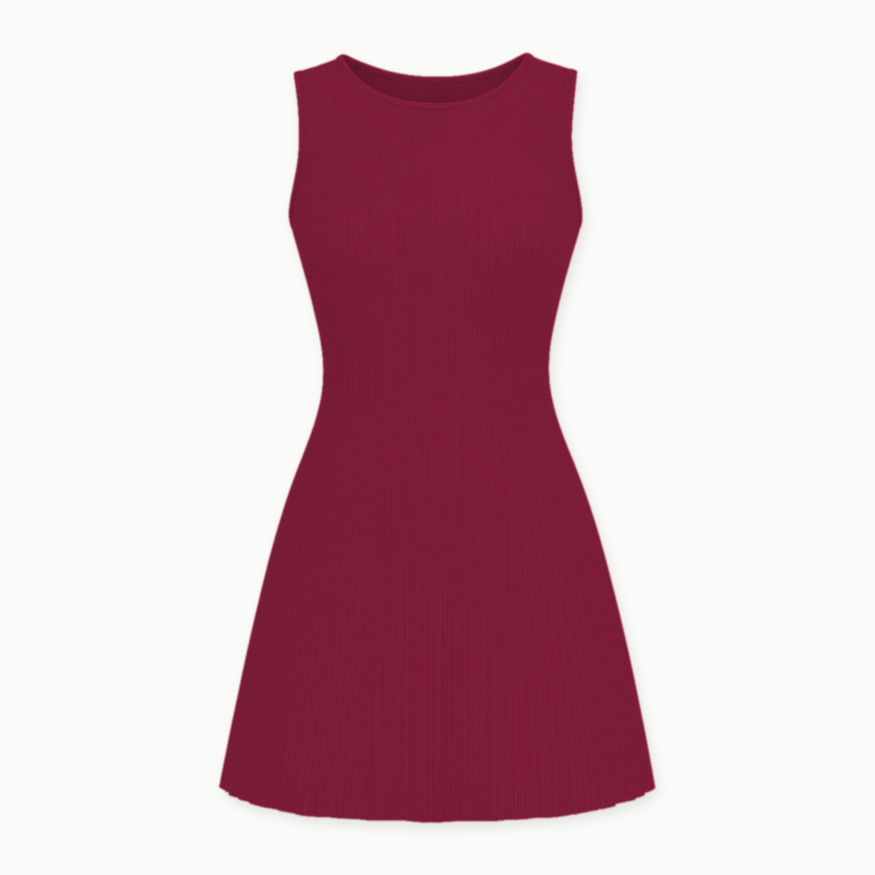 Burgundy - women's sleeveless pleated A-line mini dress