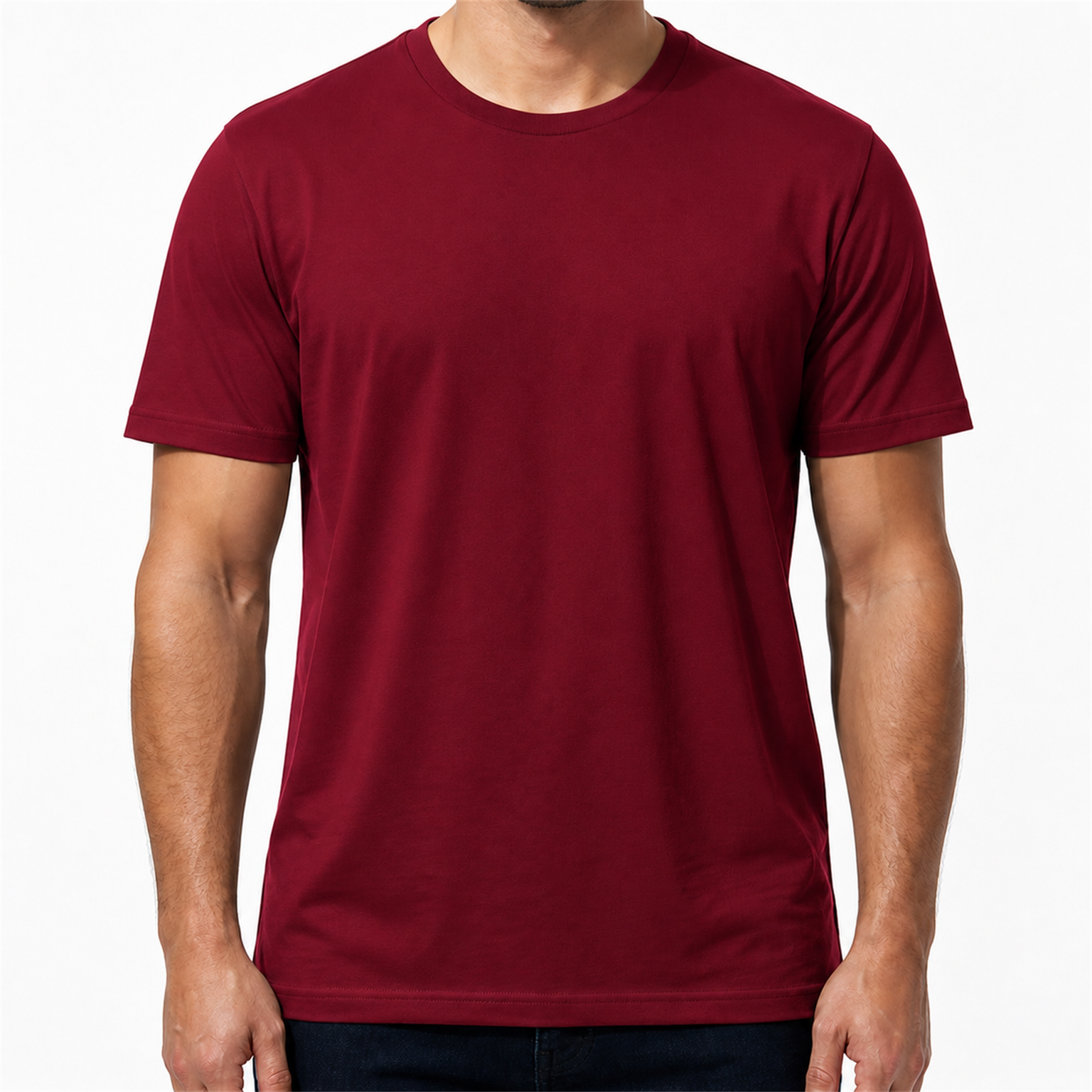 Burgundy - men's smooth crew-neck T-shirt