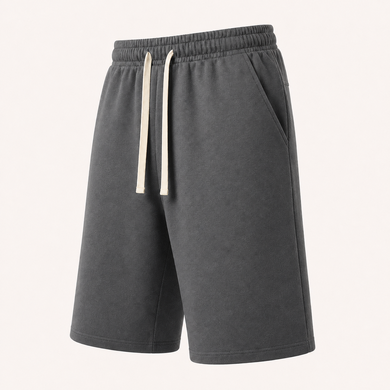 Unisex French-terry wide-leg knee-length shorts in Charcoal Gray