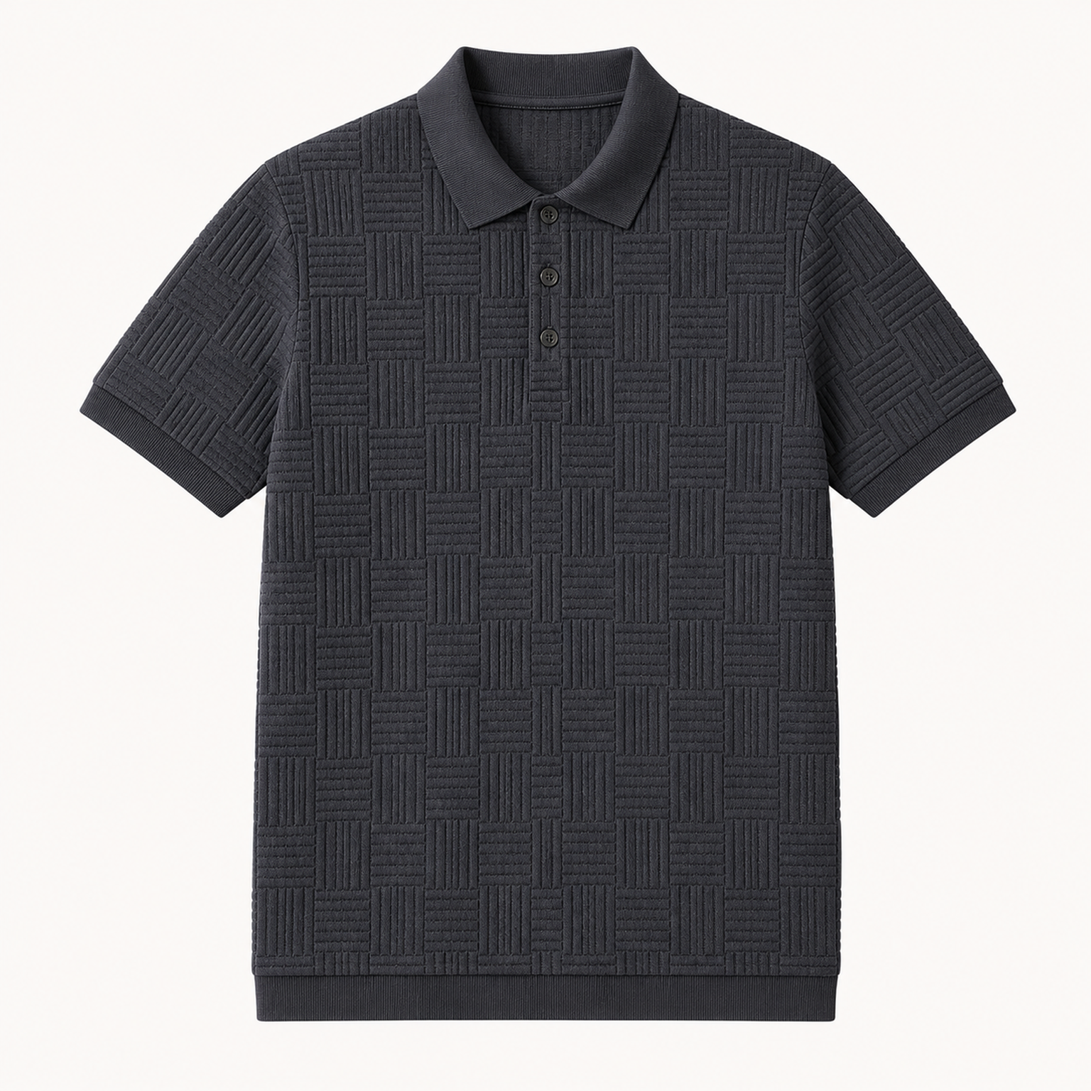 Men's textured knit polo - Charcoal