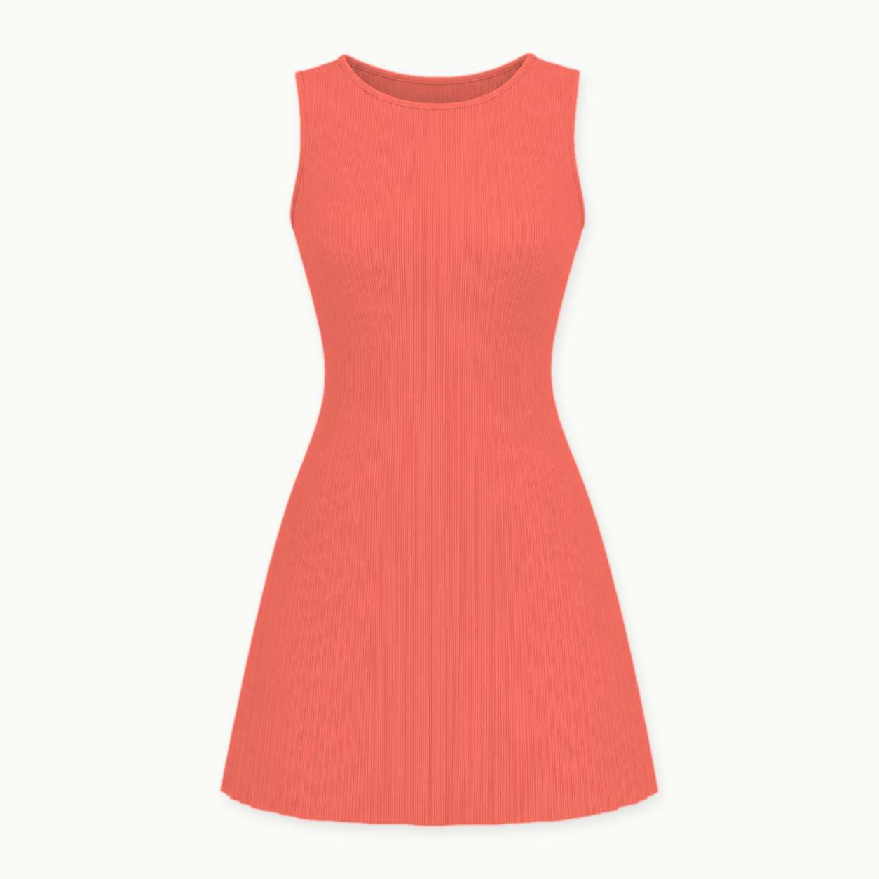 Coral - women's sleeveless pleated A-line mini dress
