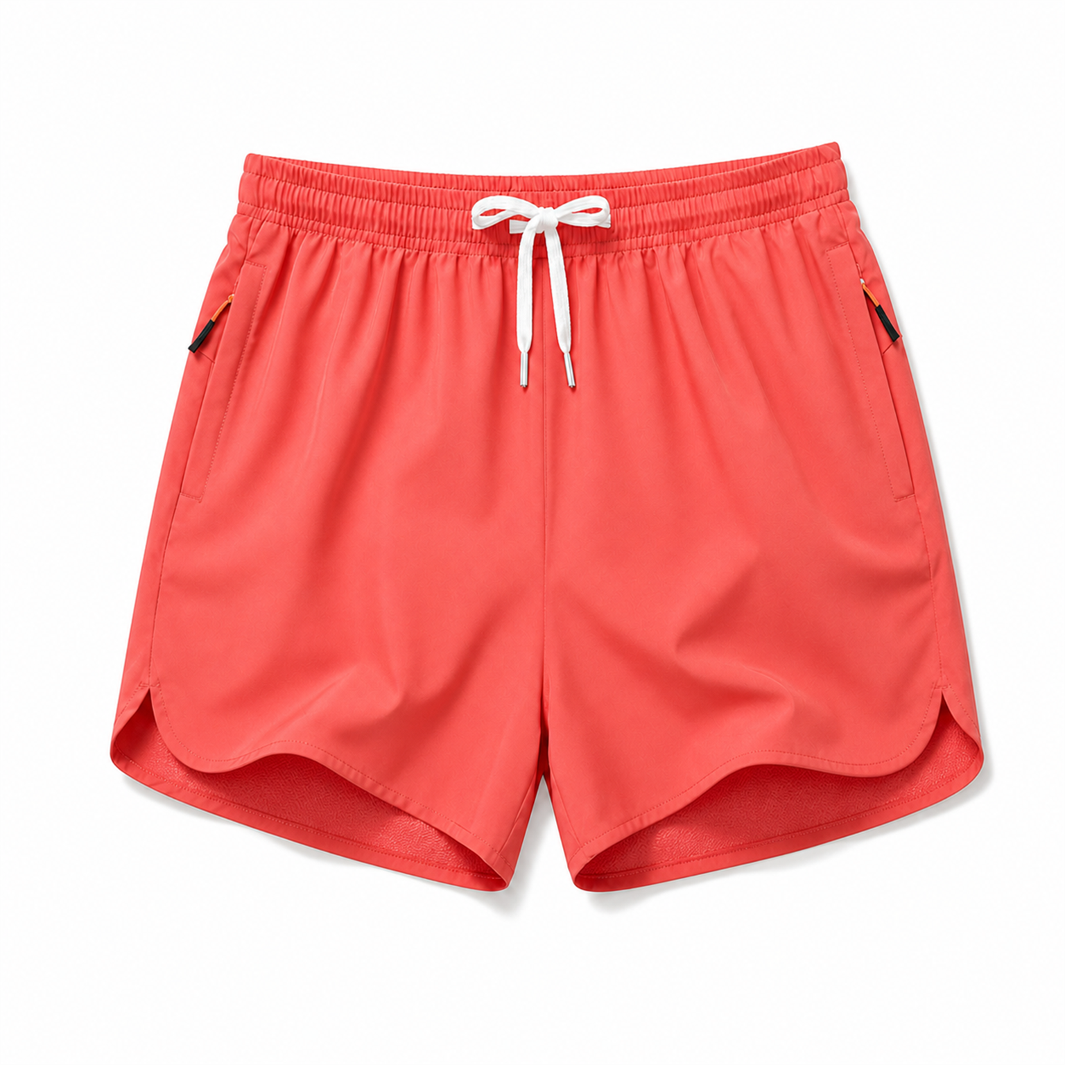 Coral red men's lined athletic shorts