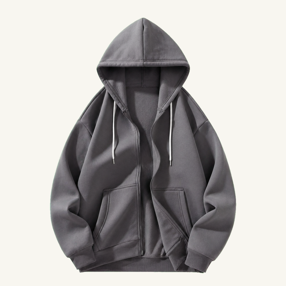 Dark gray full-zip hoodie
