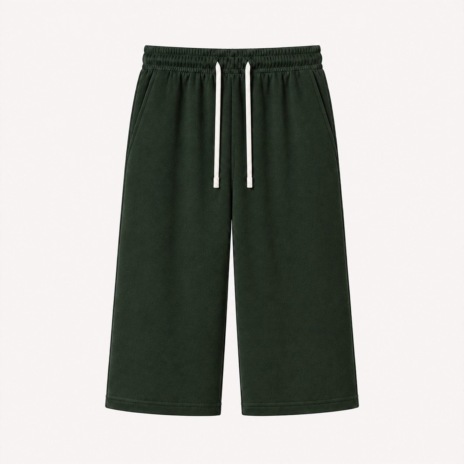 Men's seven-tenths-length French-terry cropped pants - Dark Green