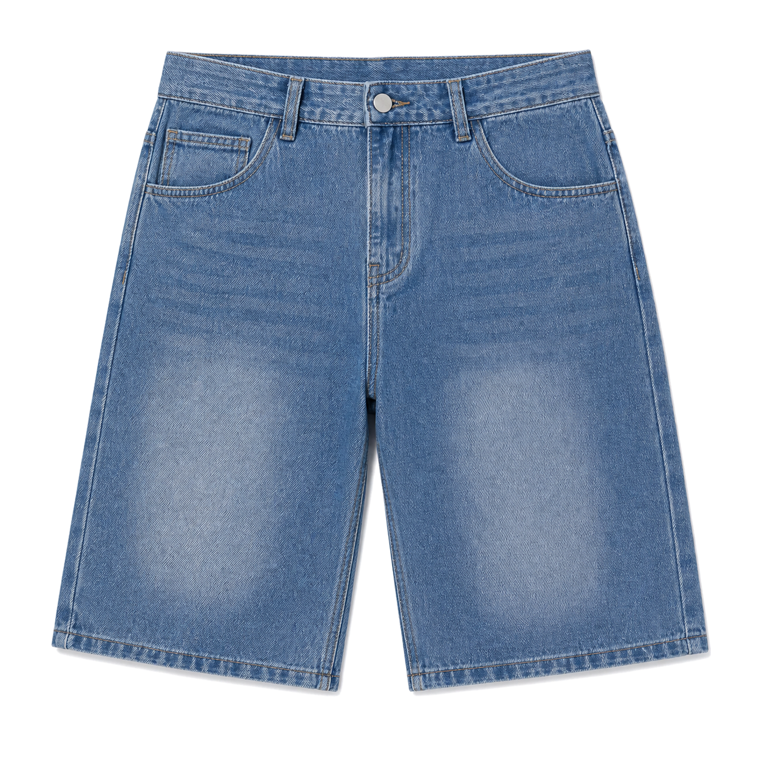 Men's five-pocket knee-length denim shorts in Denim Blue
