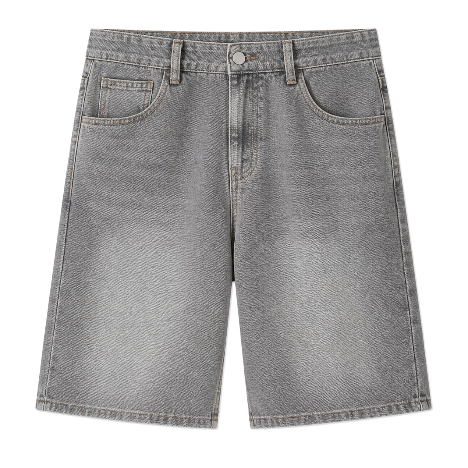 Men's five-pocket knee-length denim shorts in Gray