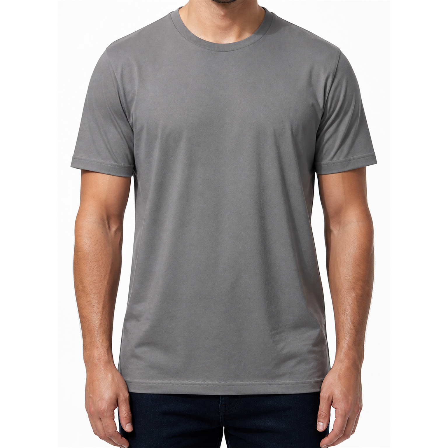 Heather Gray - men's smooth crew-neck T-shirt