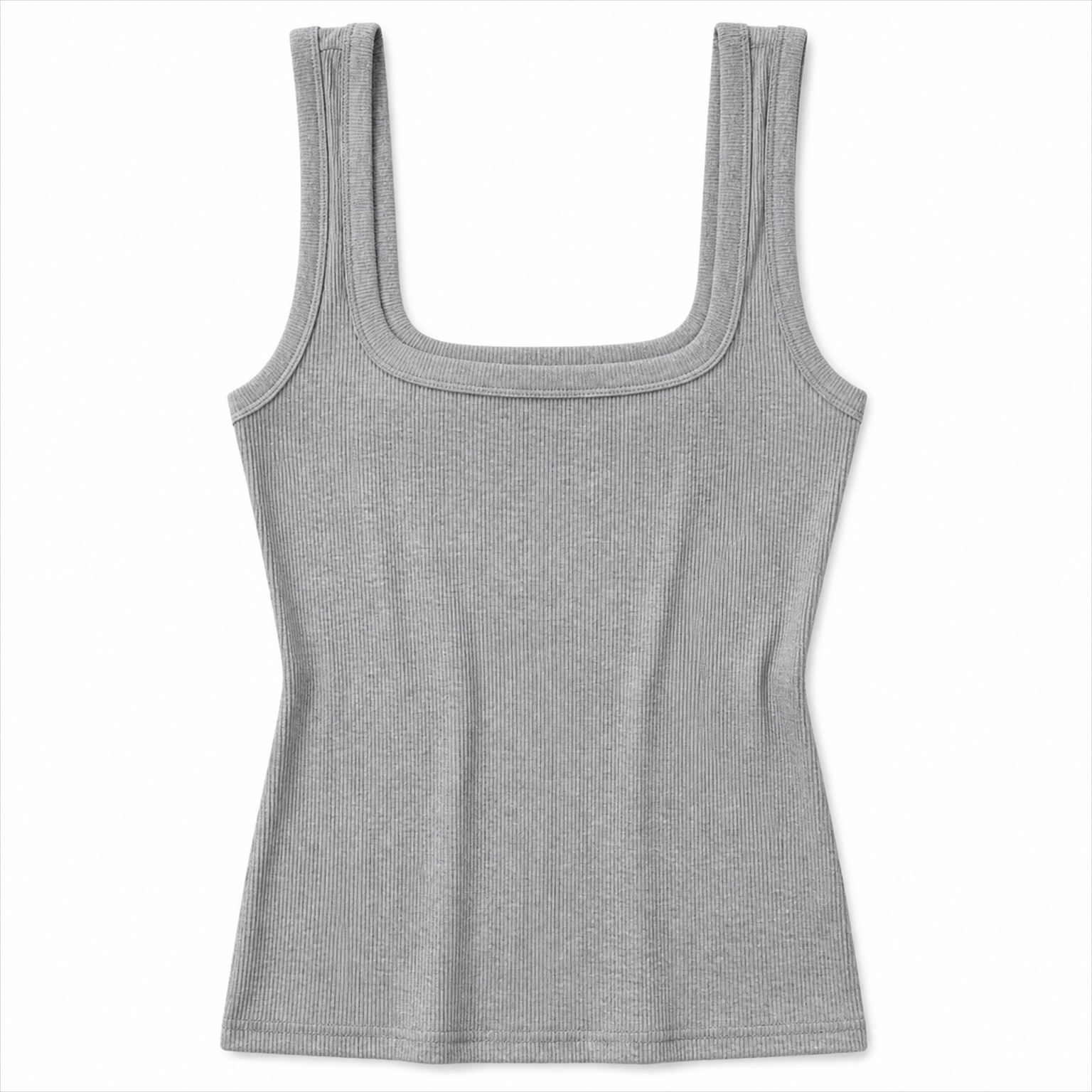 heather gray square neck ribbed tank top