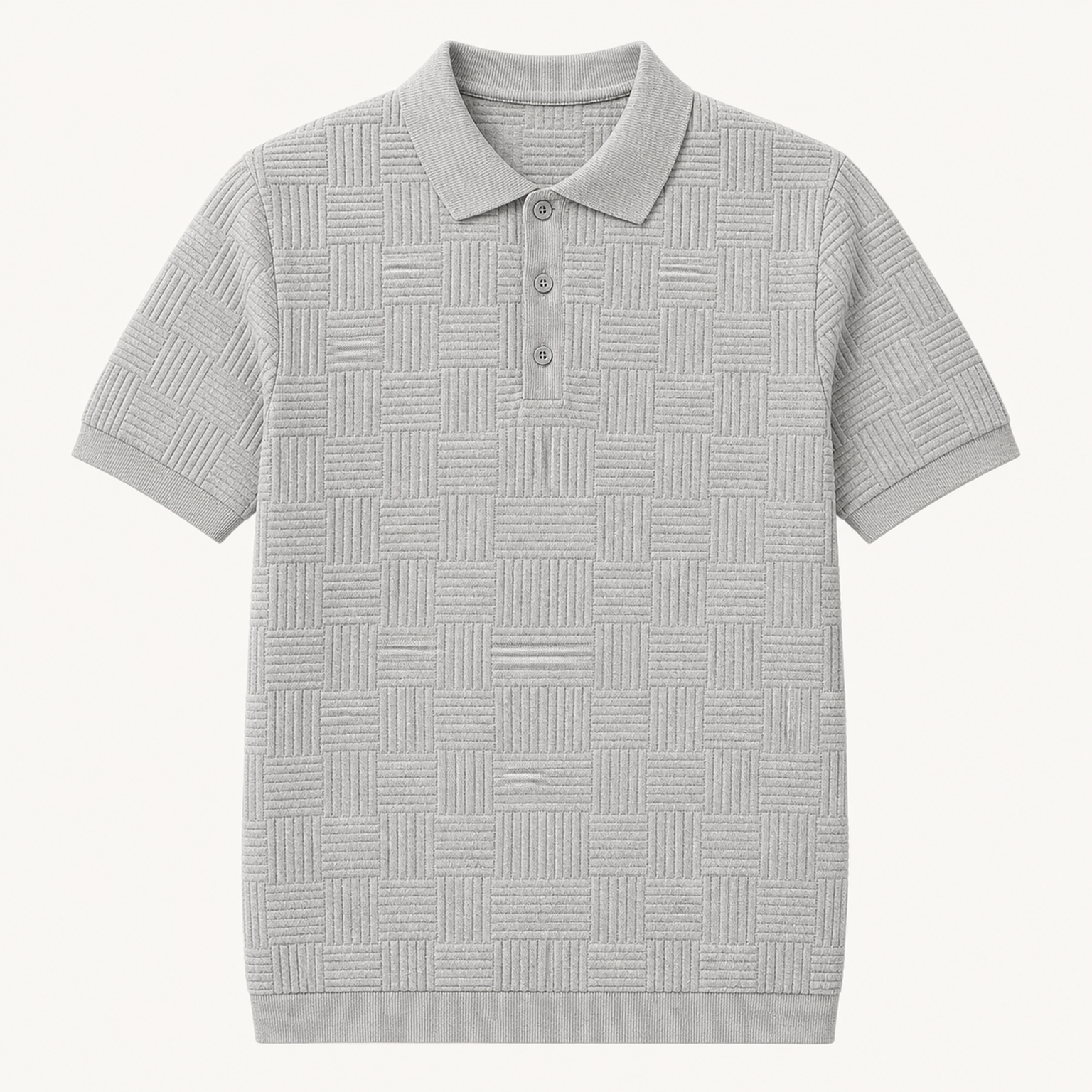 Men's textured knit polo - Heather Gray