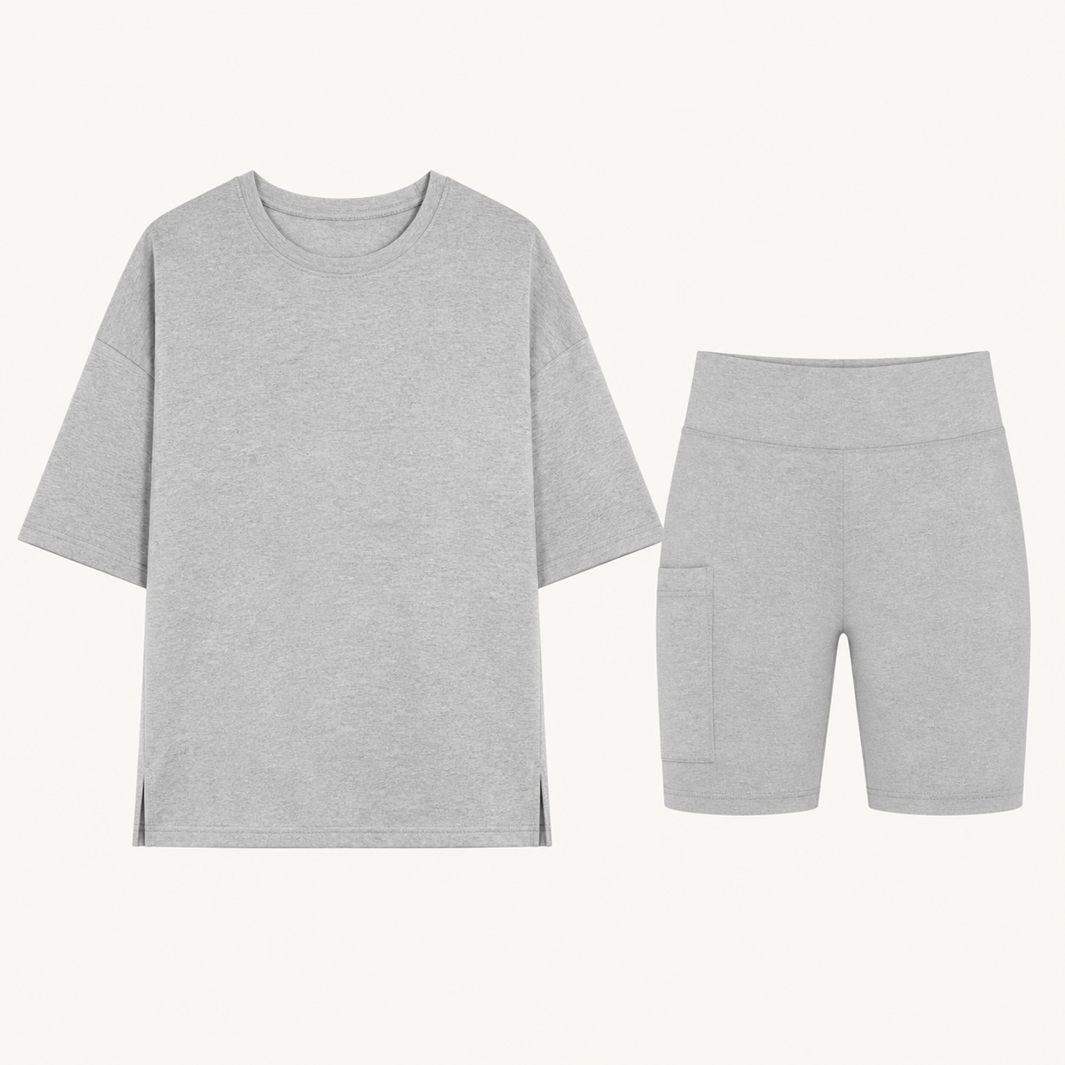 Heather Gray independently generated matching oversized tee and biker shorts SKU