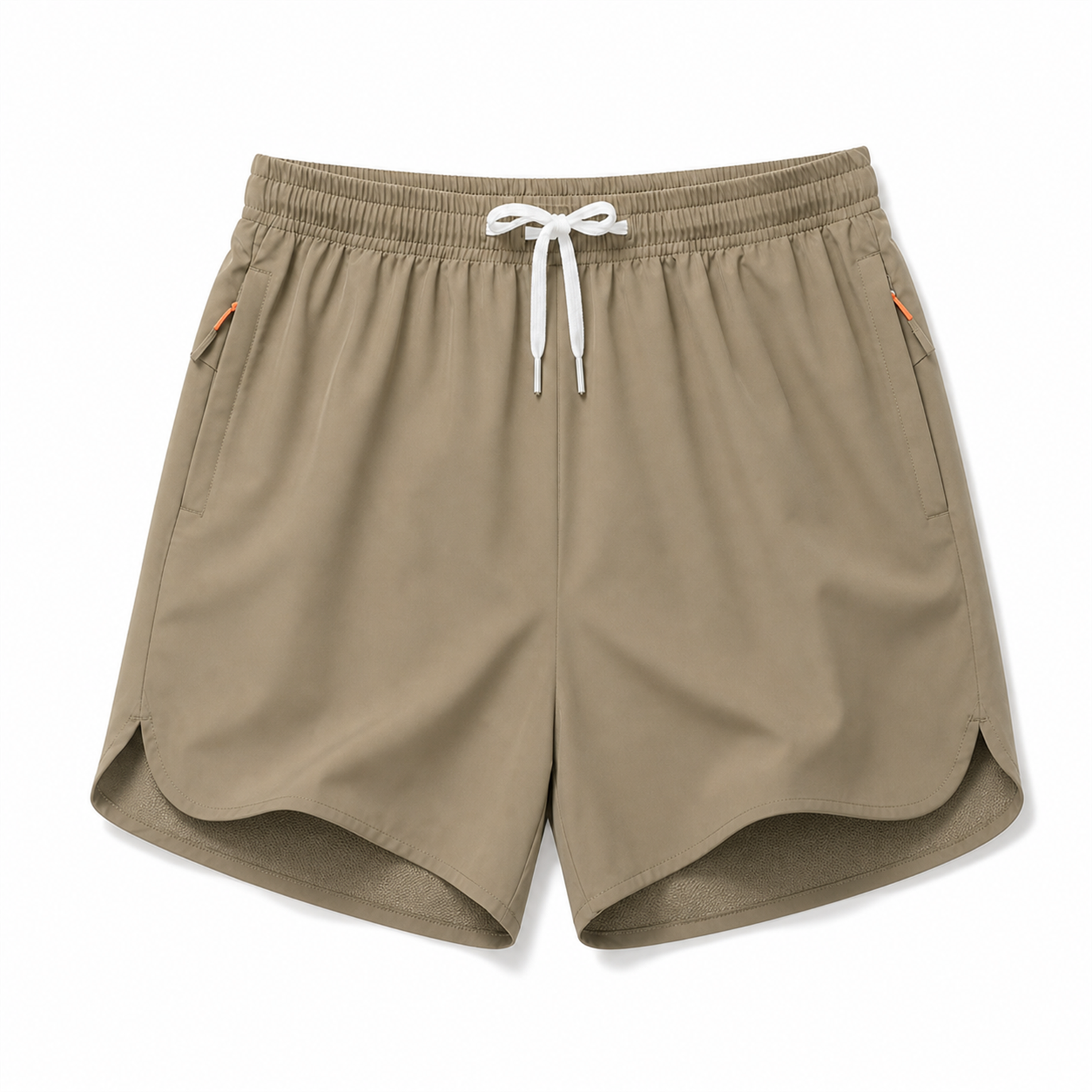 Khaki men's lined athletic shorts