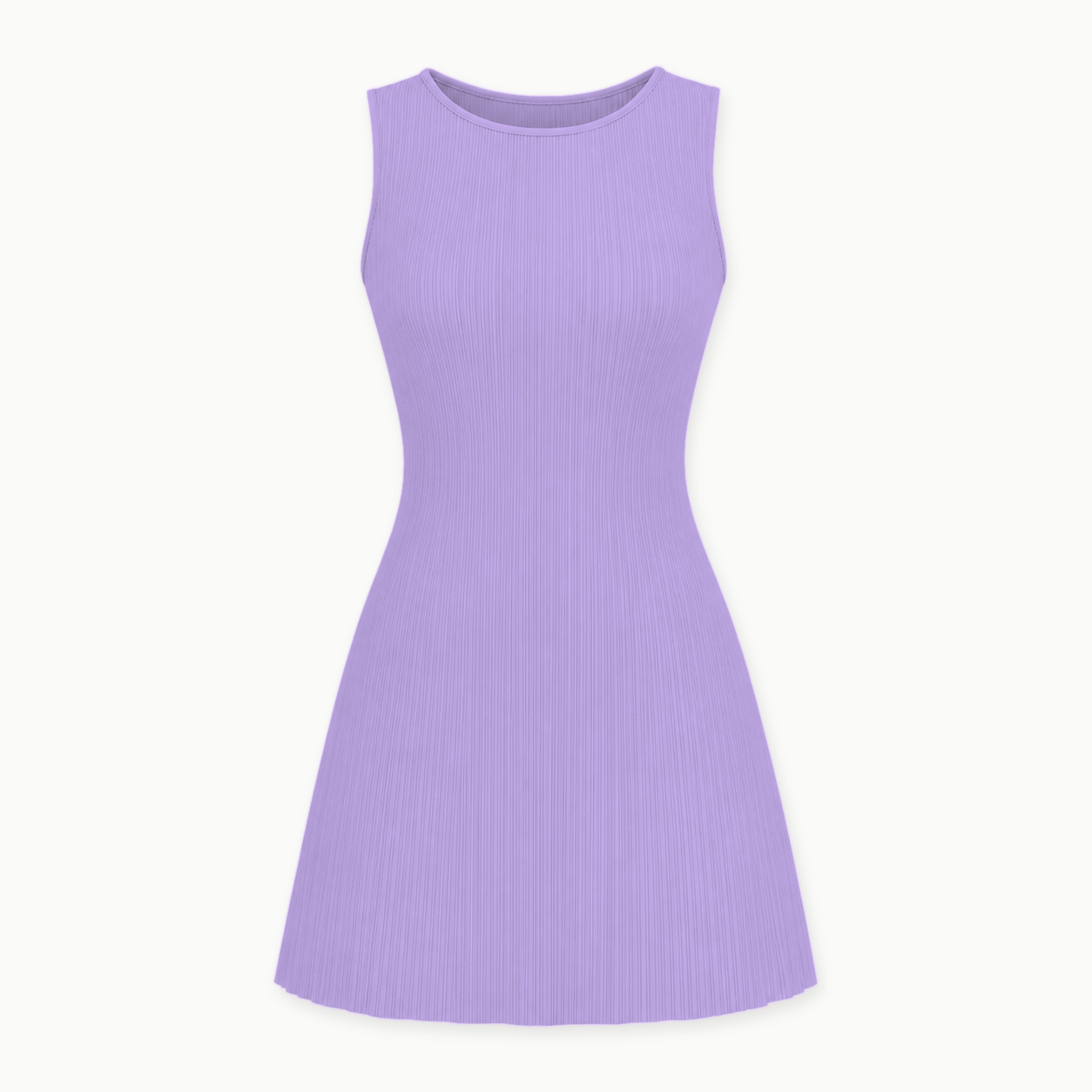 Lavender - women's sleeveless pleated A-line mini dress