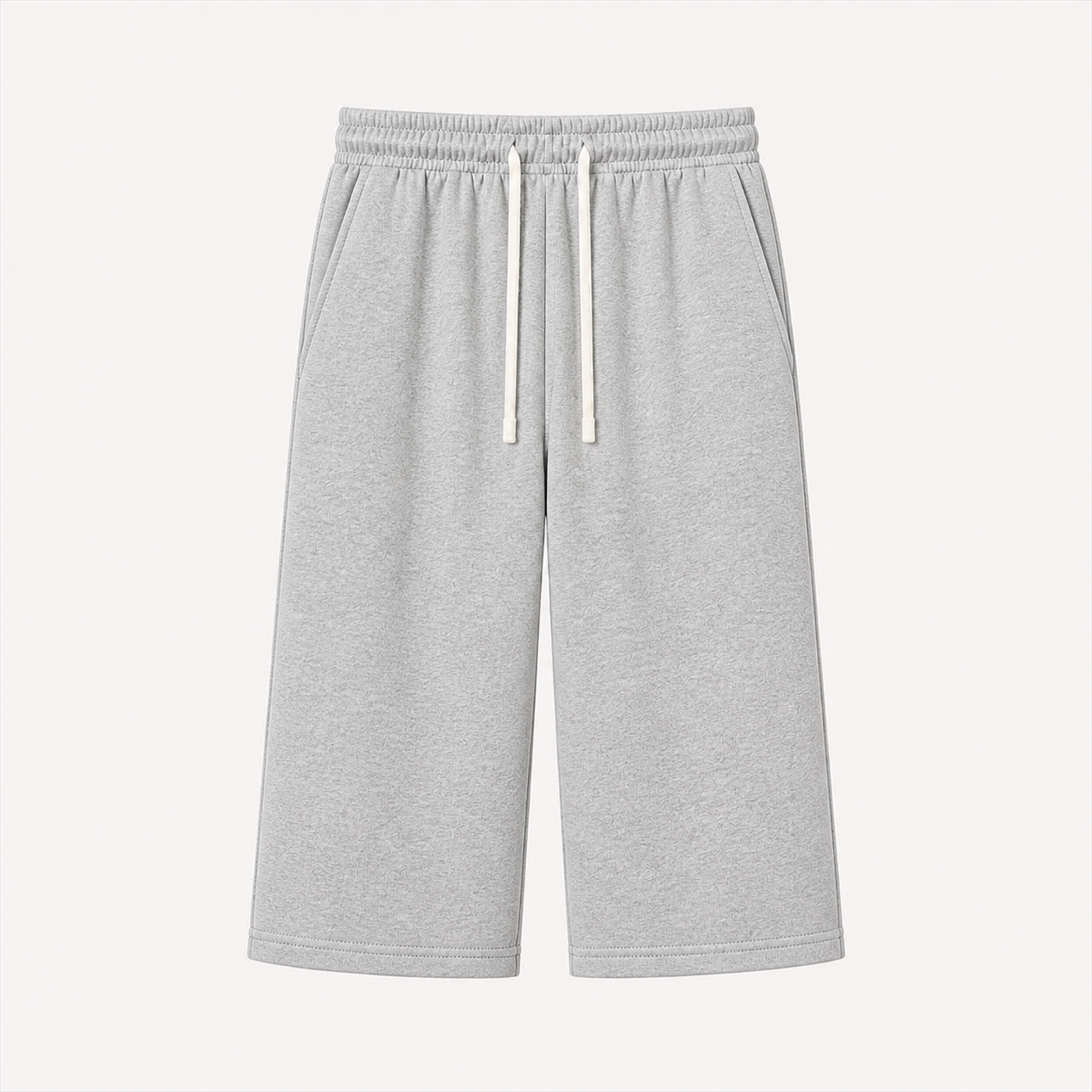 Men's seven-tenths-length French-terry cropped pants - Light Heather Gray