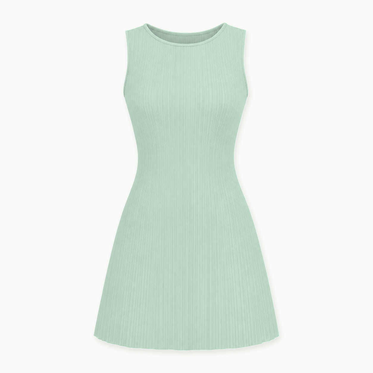 Mint Green - women's sleeveless pleated A-line mini dress