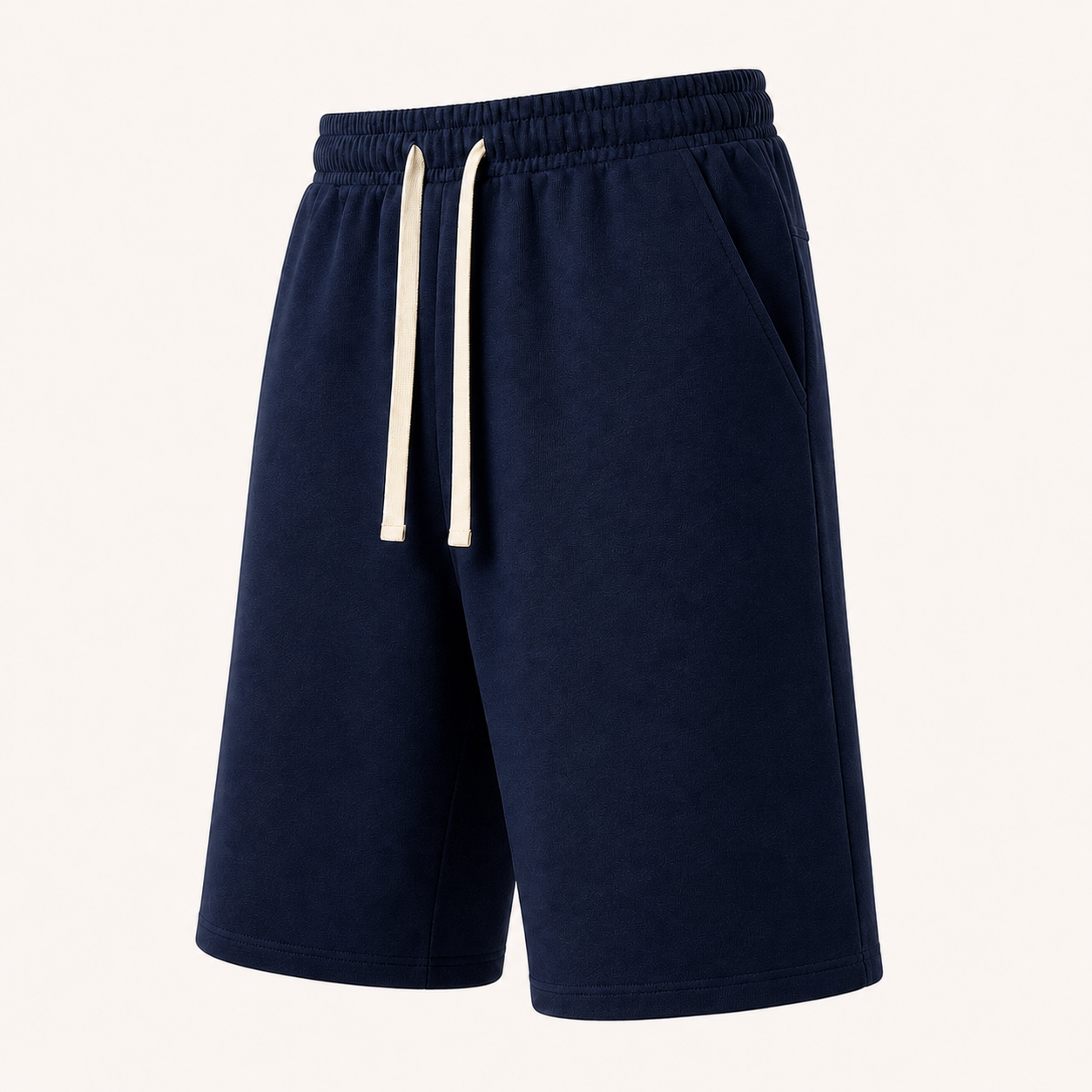 Unisex French-terry wide-leg knee-length shorts in Navy