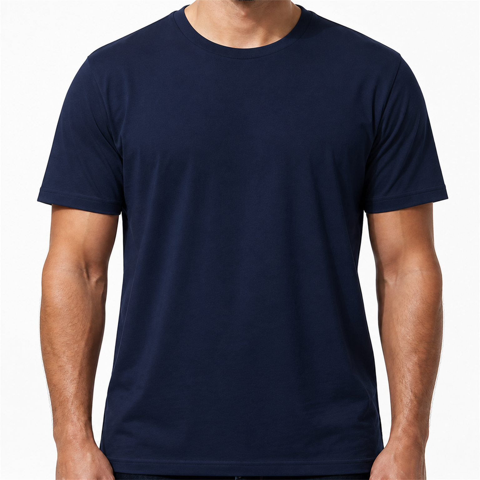 Navy - men's smooth crew-neck T-shirt