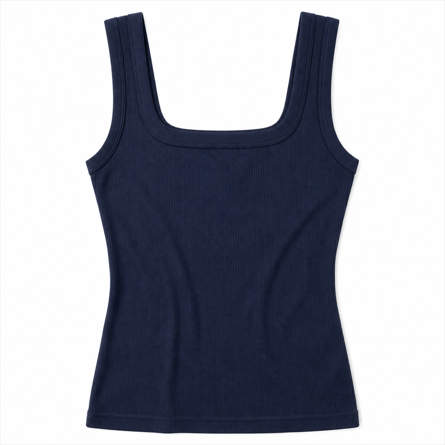navy square neck ribbed tank top