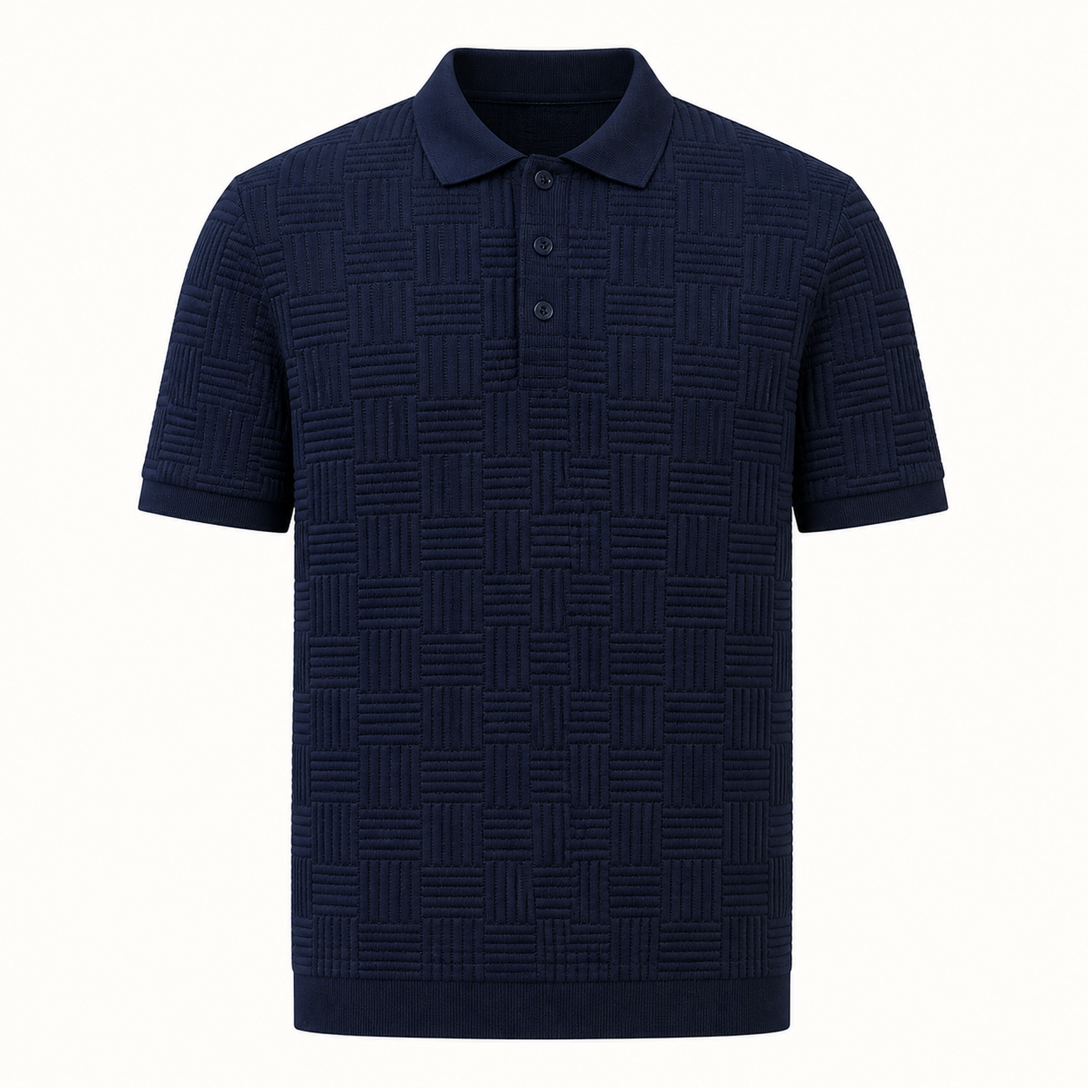 Men's textured knit polo - Navy