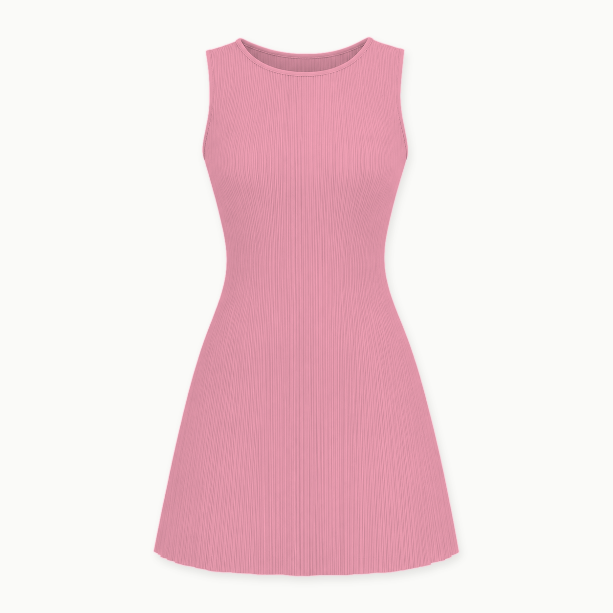 Rose Pink - women's sleeveless pleated A-line mini dress