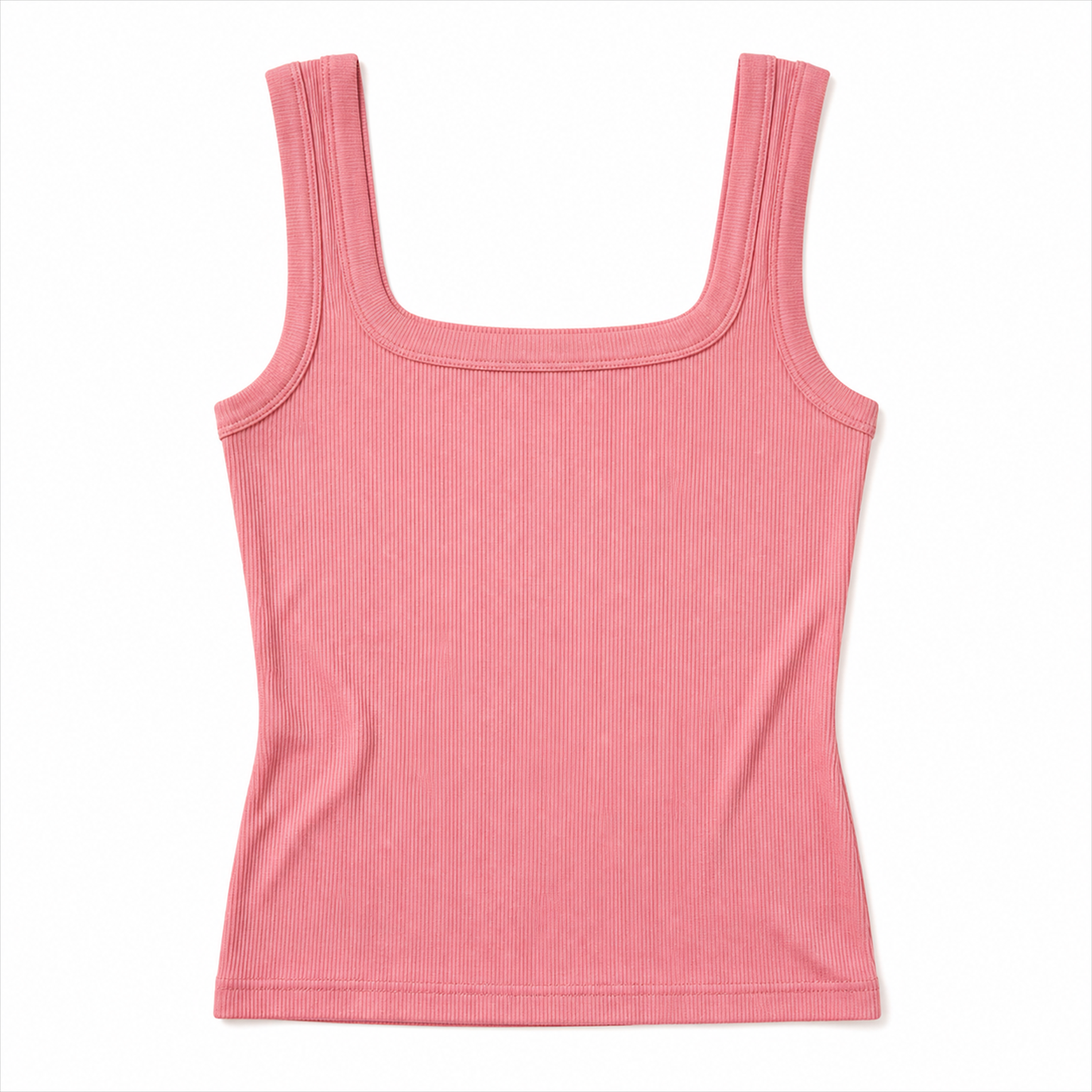 rose pink square neck ribbed tank top