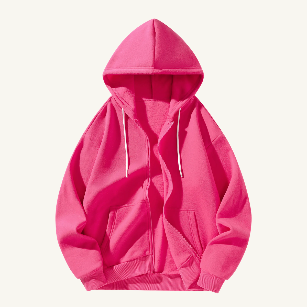 Rose red full-zip hoodie