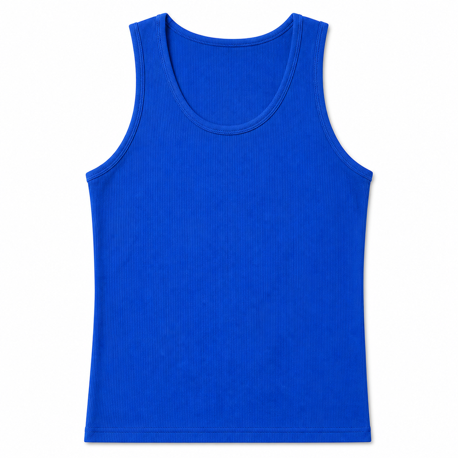 Men's fine vertical rib cotton stretch tank - Royal Blue