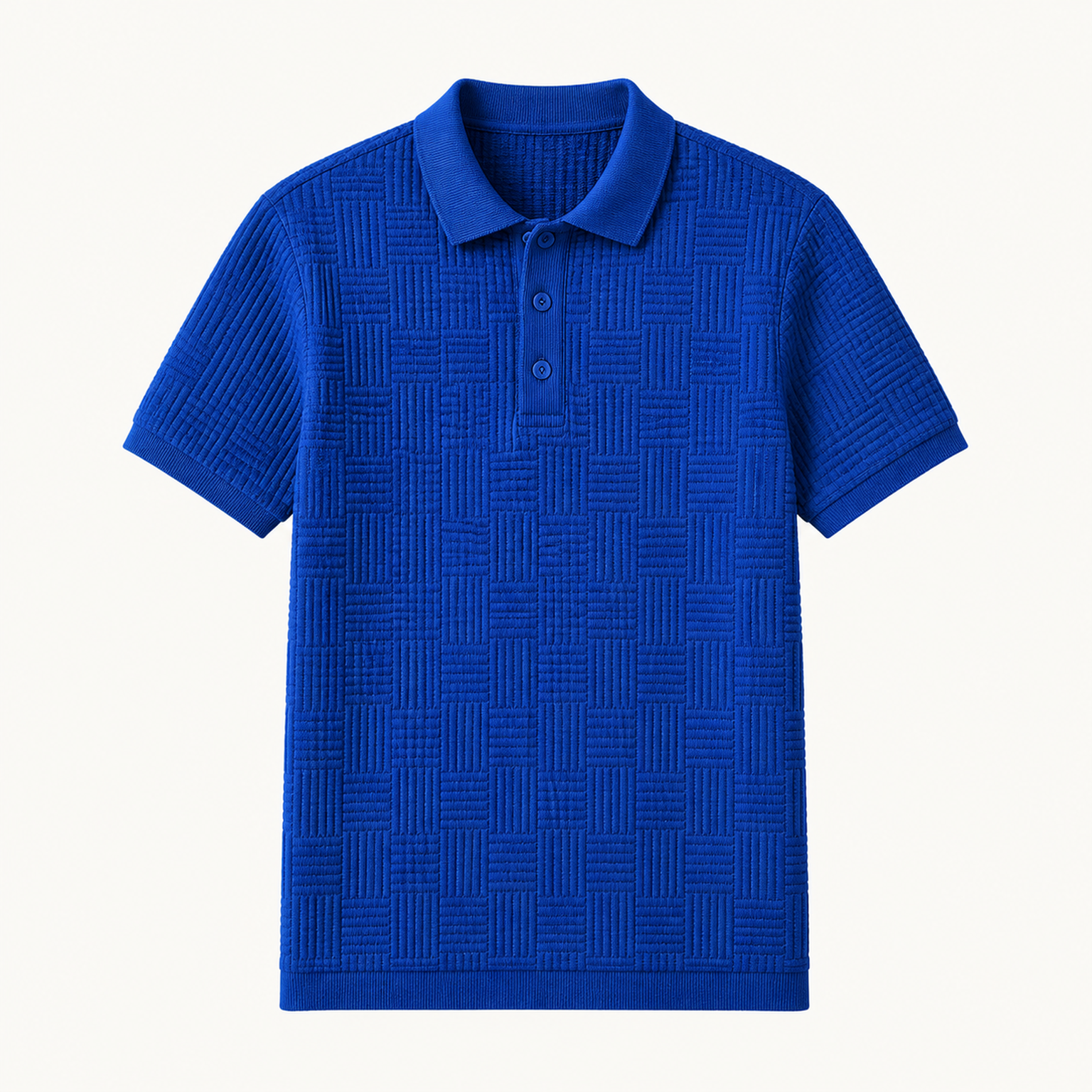 Men's textured knit polo - Royal Blue