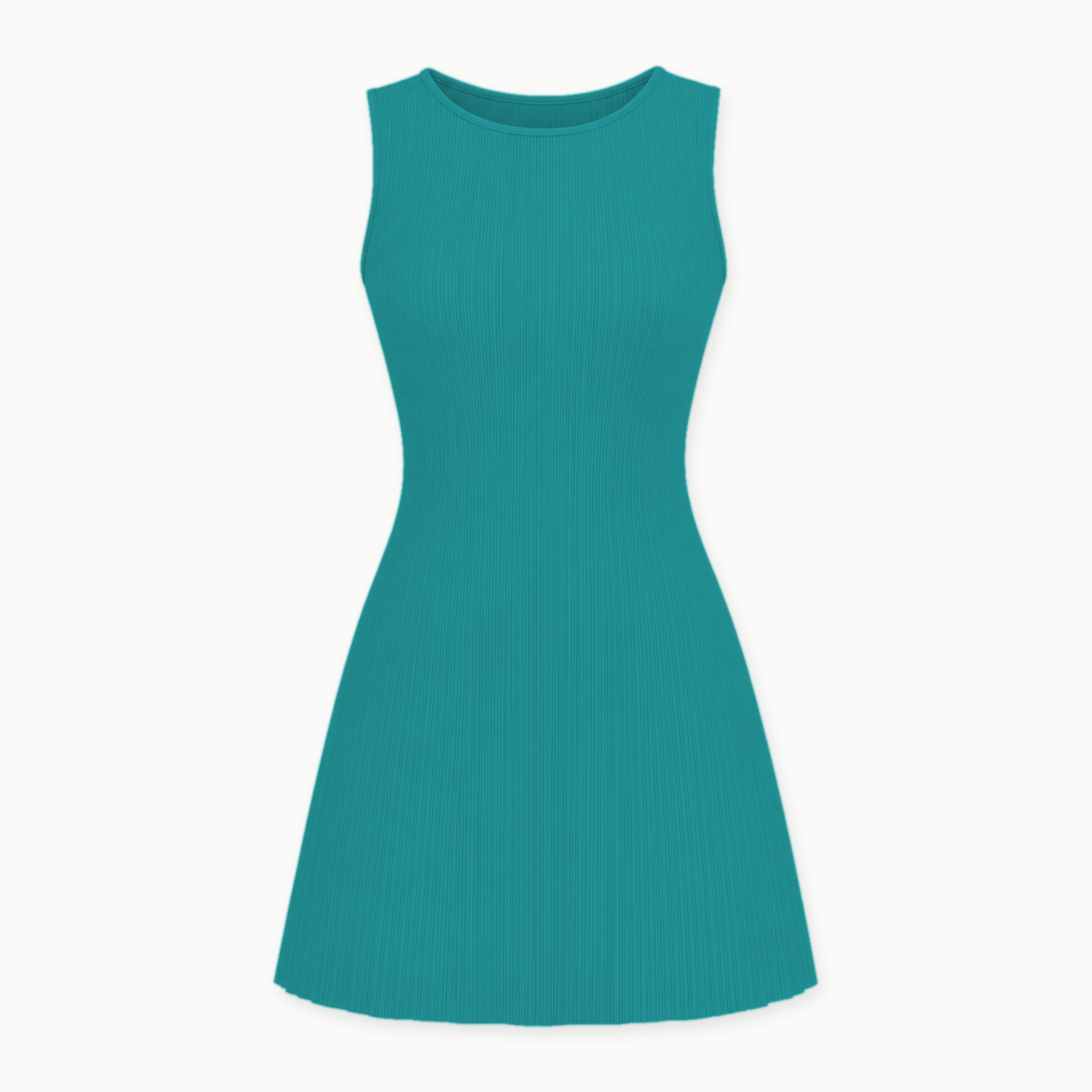 Teal - women's sleeveless pleated A-line mini dress