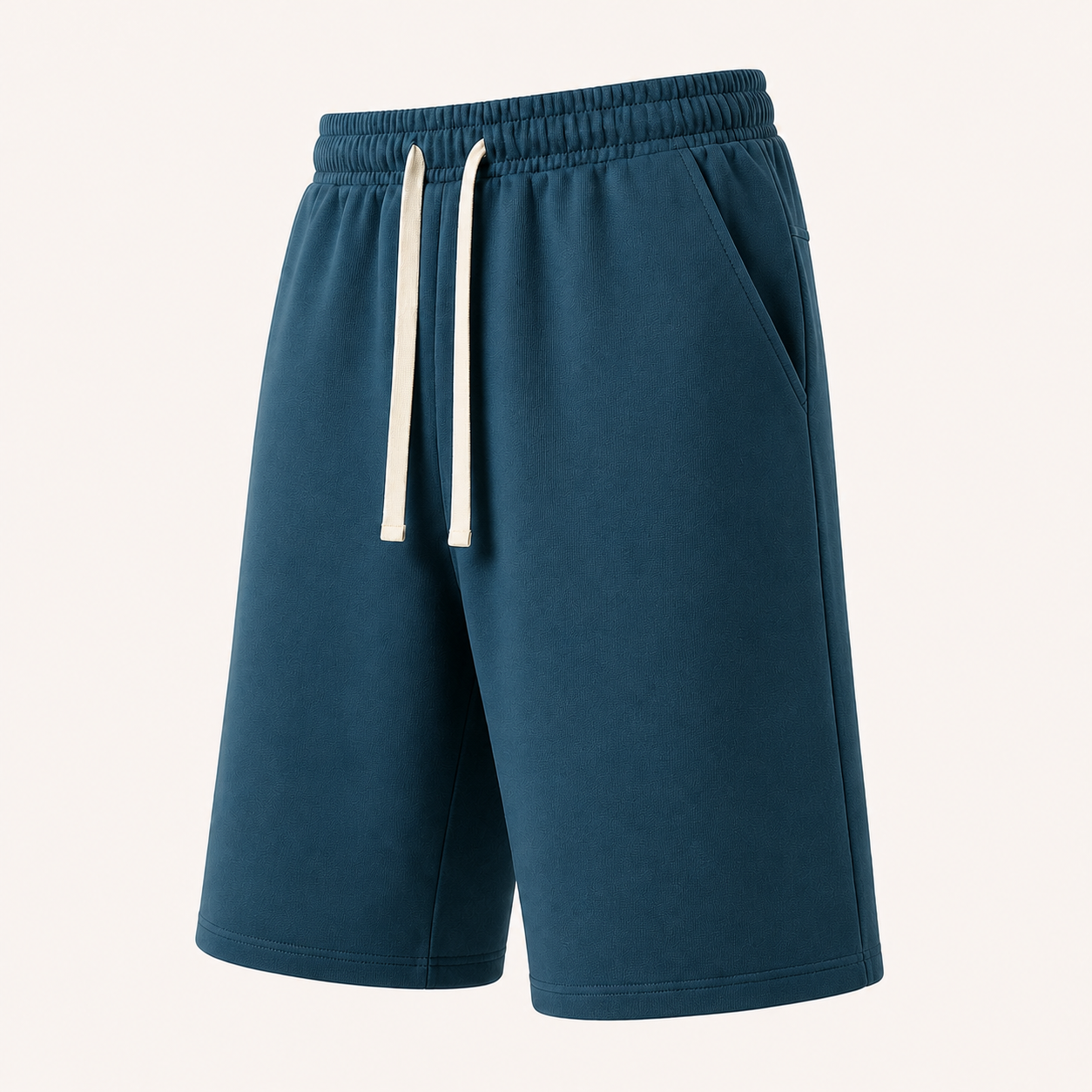 Unisex French-terry wide-leg knee-length shorts in Teal Blue