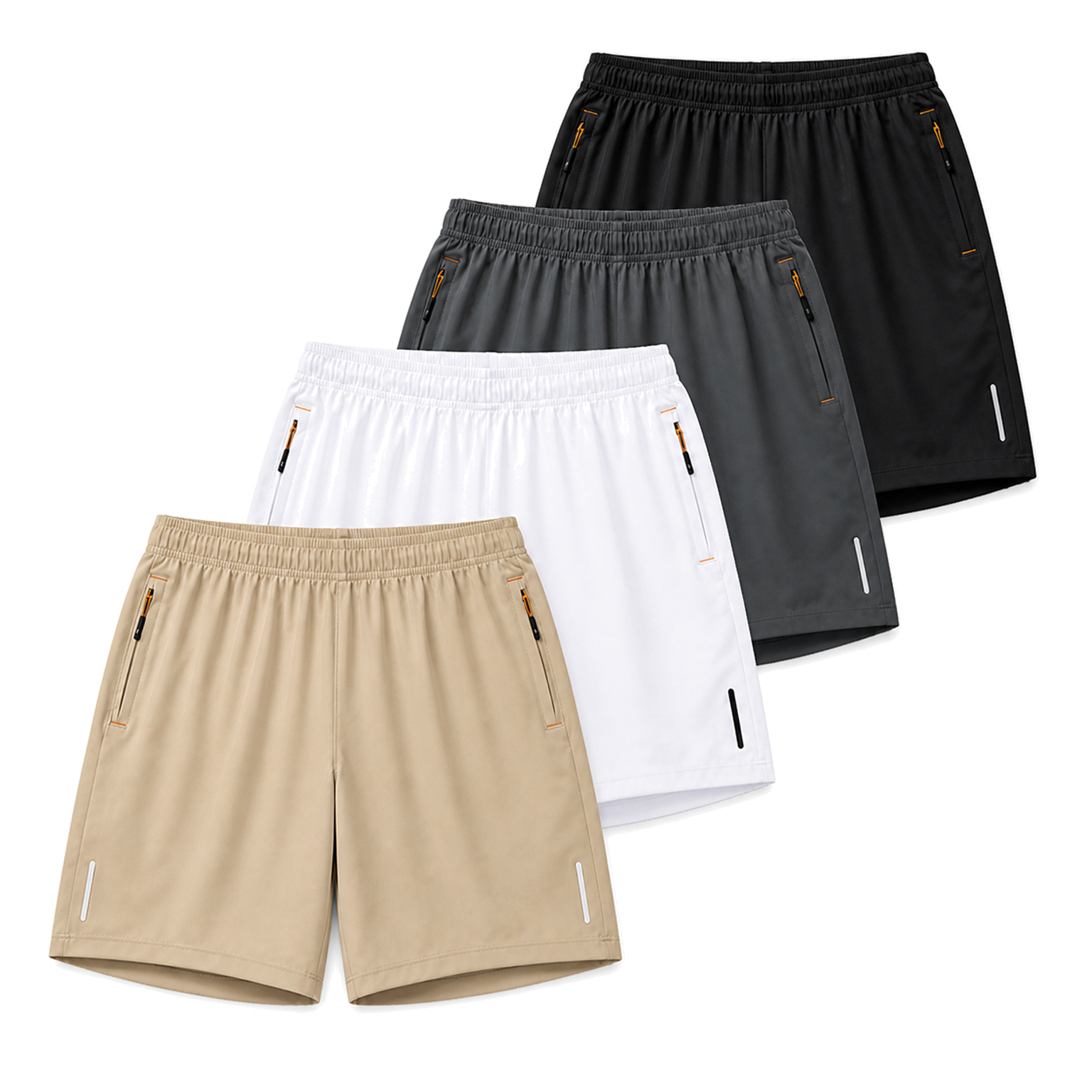 Men's quick-dry zip-pocket active shorts - sku 4pack neutral set