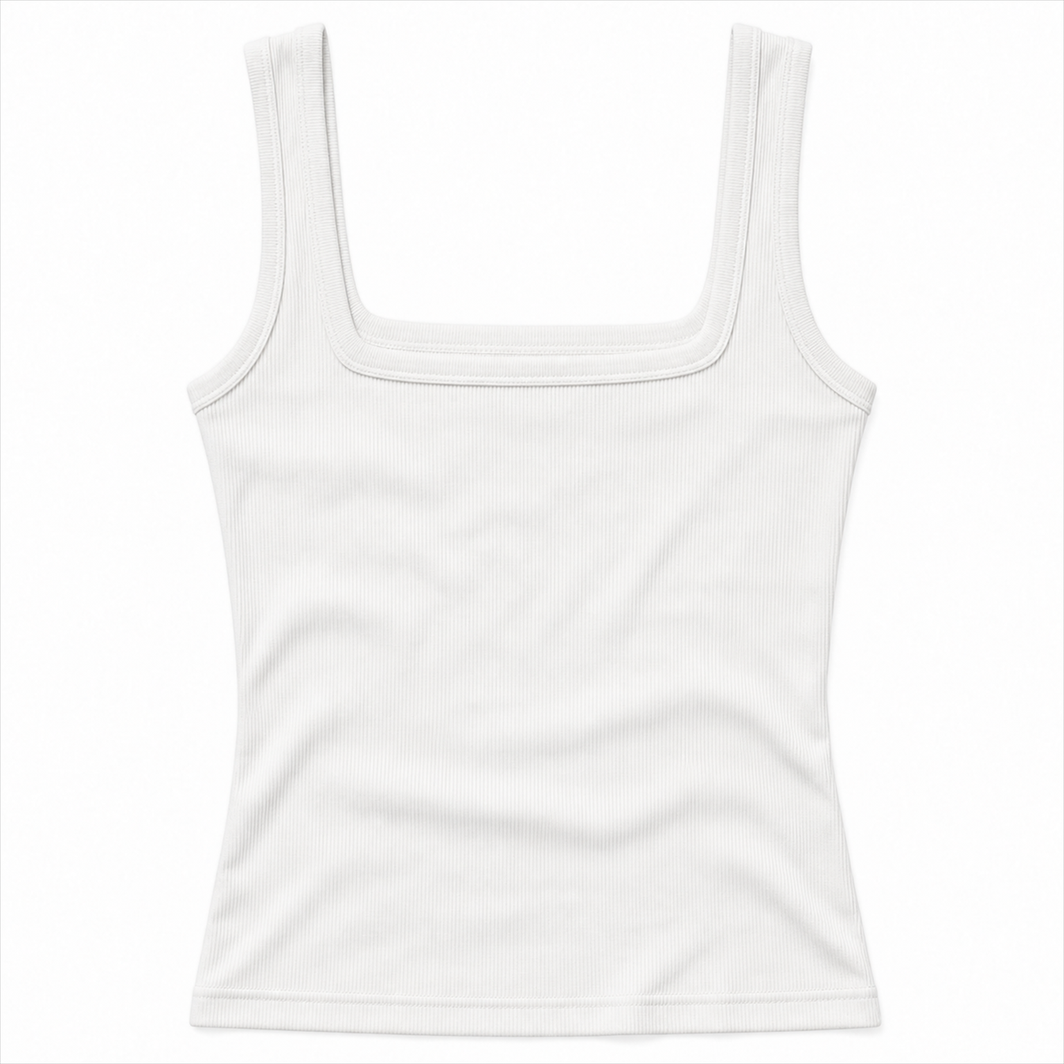 white square neck ribbed tank top
