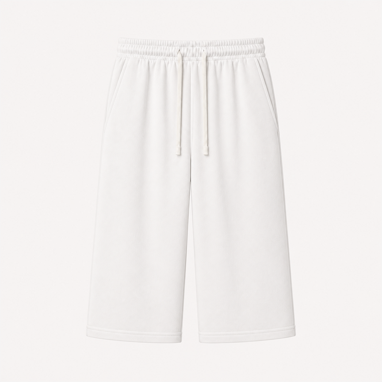 Men's seven-tenths-length French-terry cropped pants - White