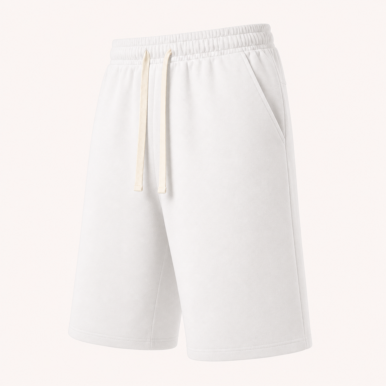 Unisex French-terry wide-leg knee-length shorts in White