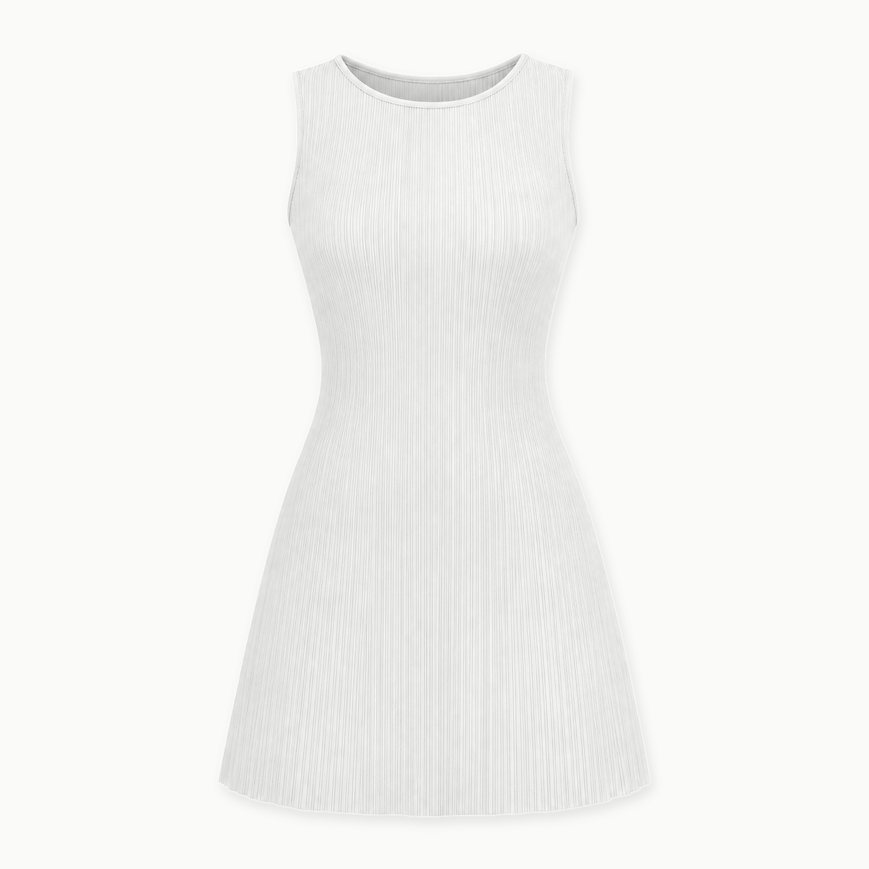 White - women's sleeveless pleated A-line mini dress