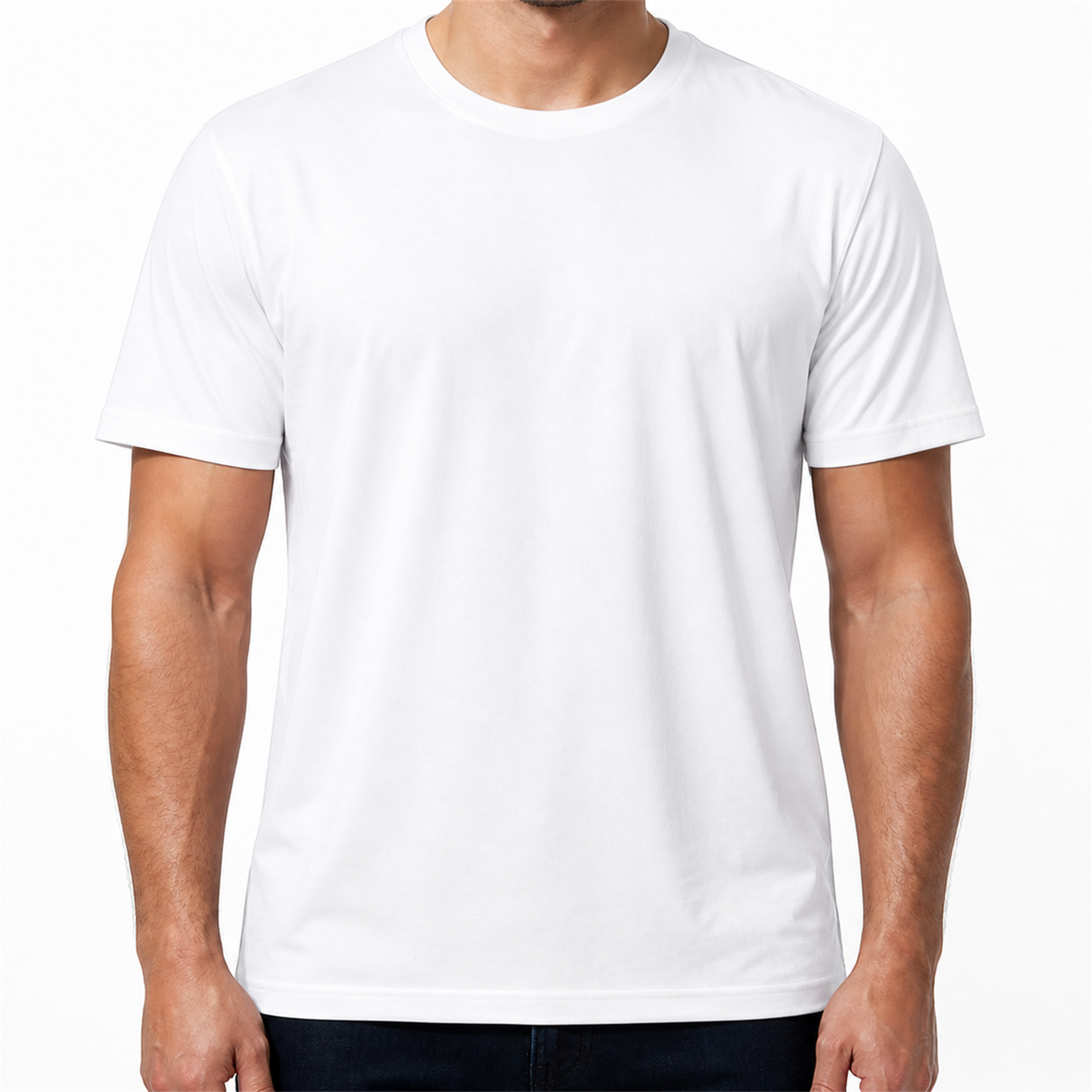 White - men's smooth crew-neck T-shirt