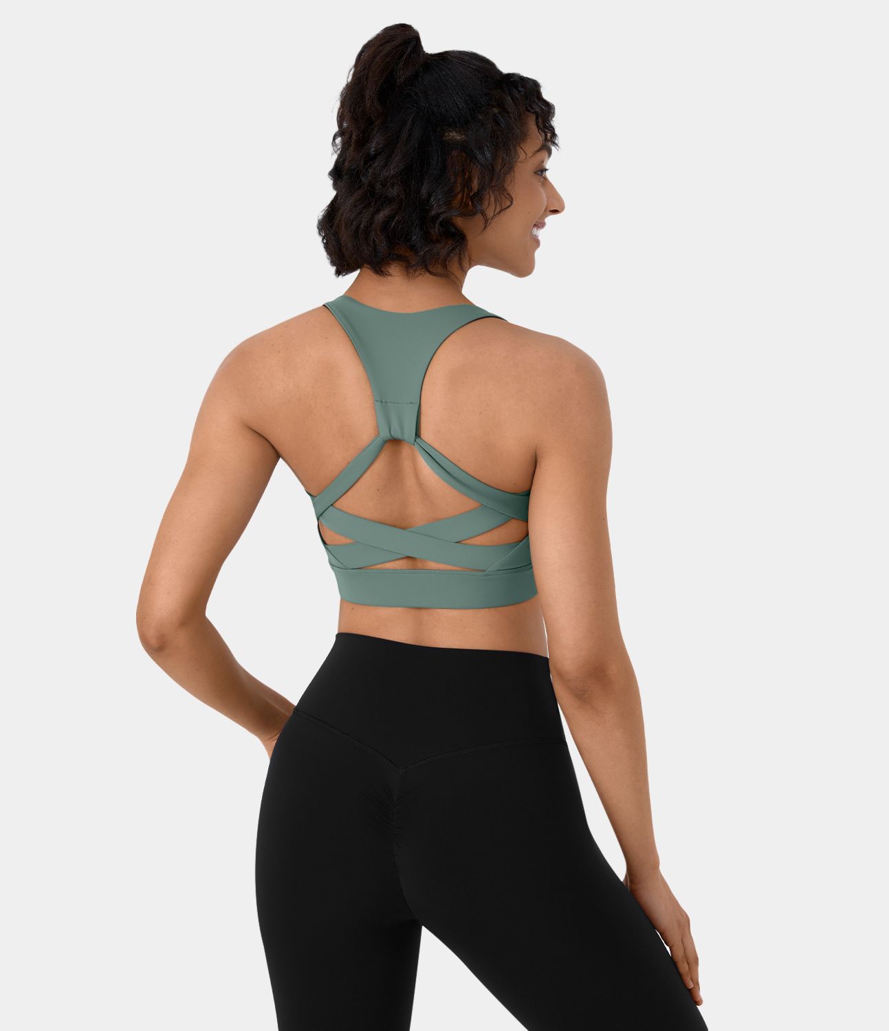 Low Support Backless Racerback Crisscross Yoga Sports Bra