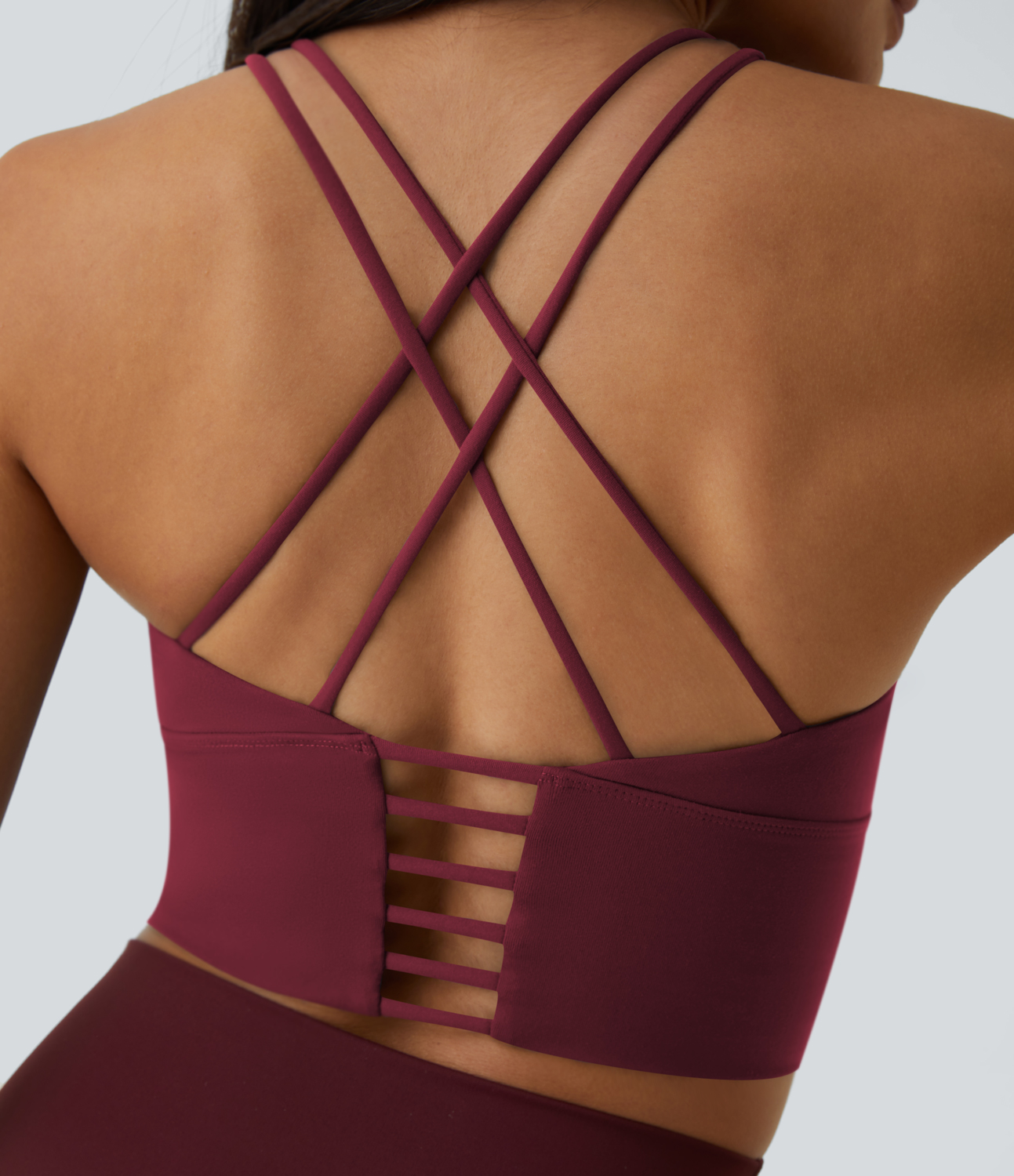 Low Support Backless Crisscross U Neck Longline Yoga Sports Bra