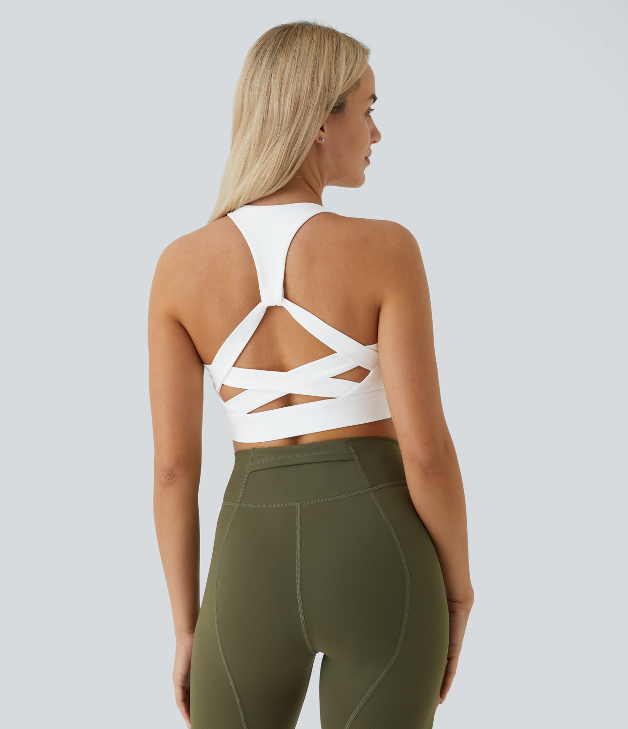 Low Support Backless Racerback Crisscross Yoga Sports Bra