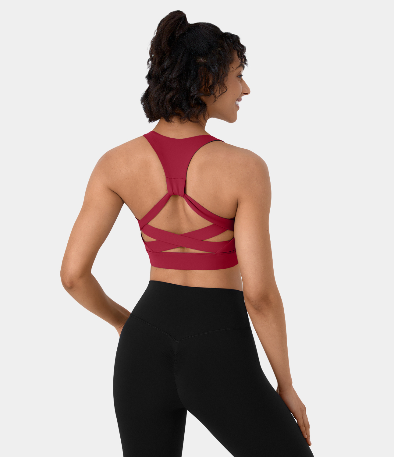 Low Support Backless Racerback Crisscross Yoga Sports Bra