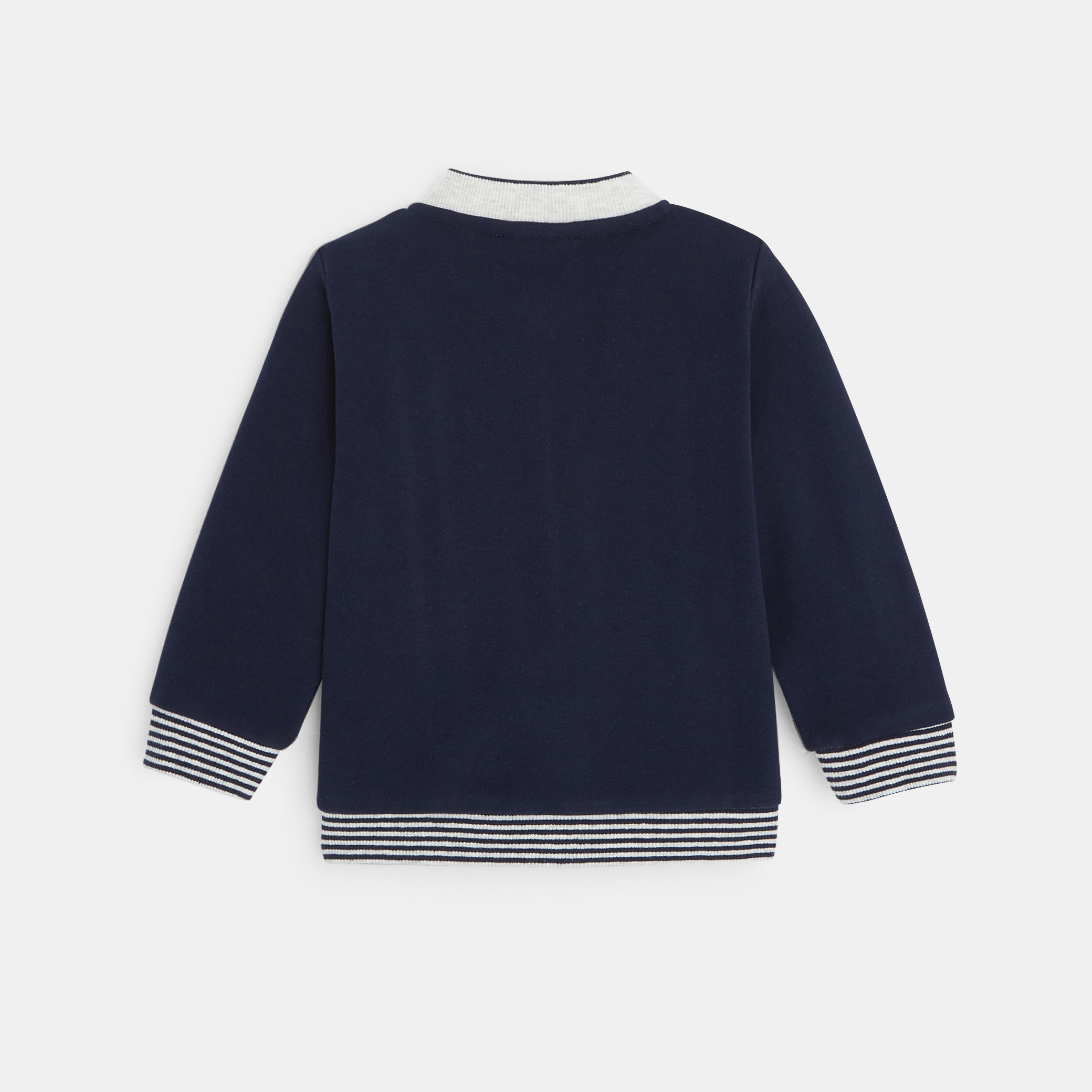 Teddy zippé en molleton doux bleu bébé garçon - Bleu navy