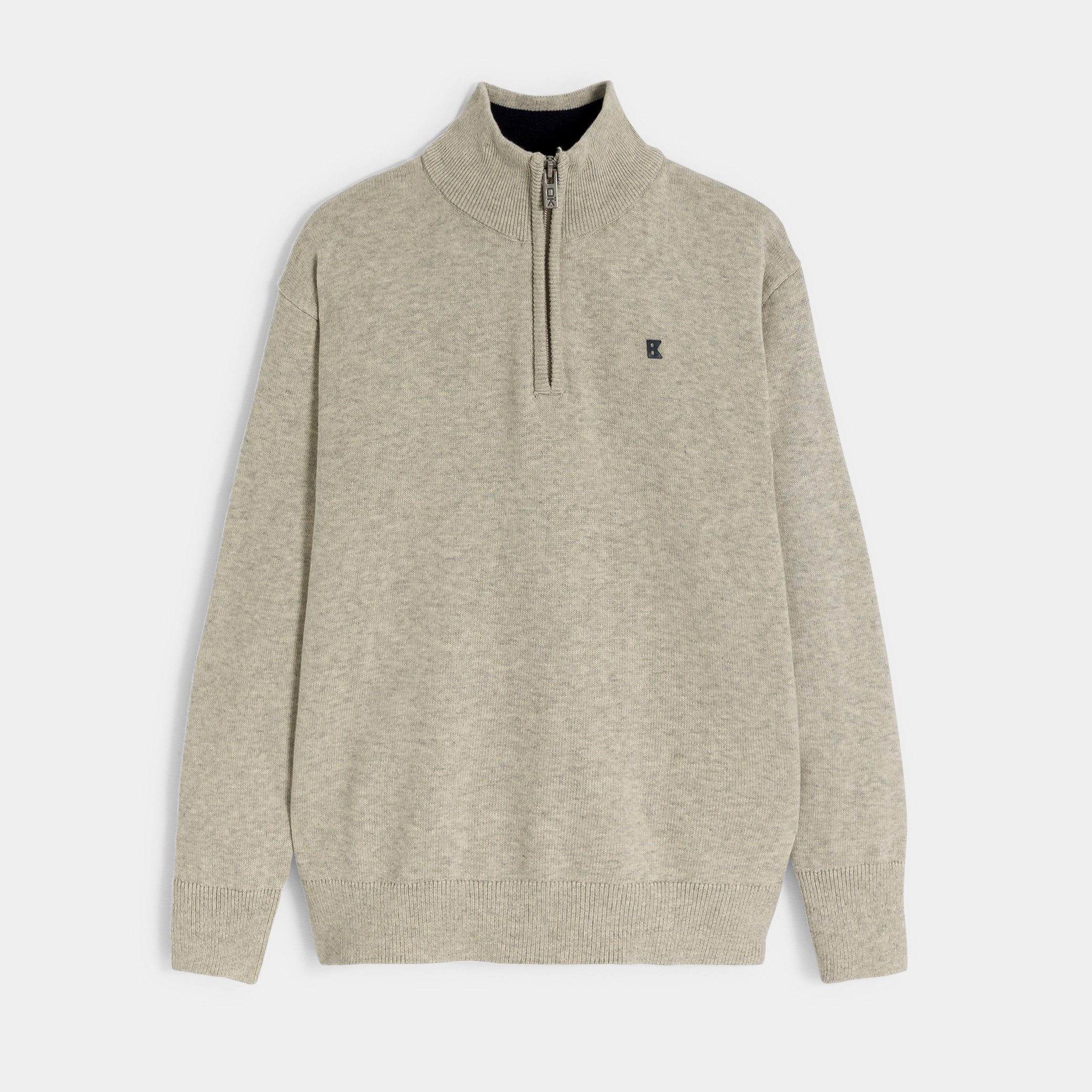 Pull à col montant beige chiné Garçon - Ecru chiné