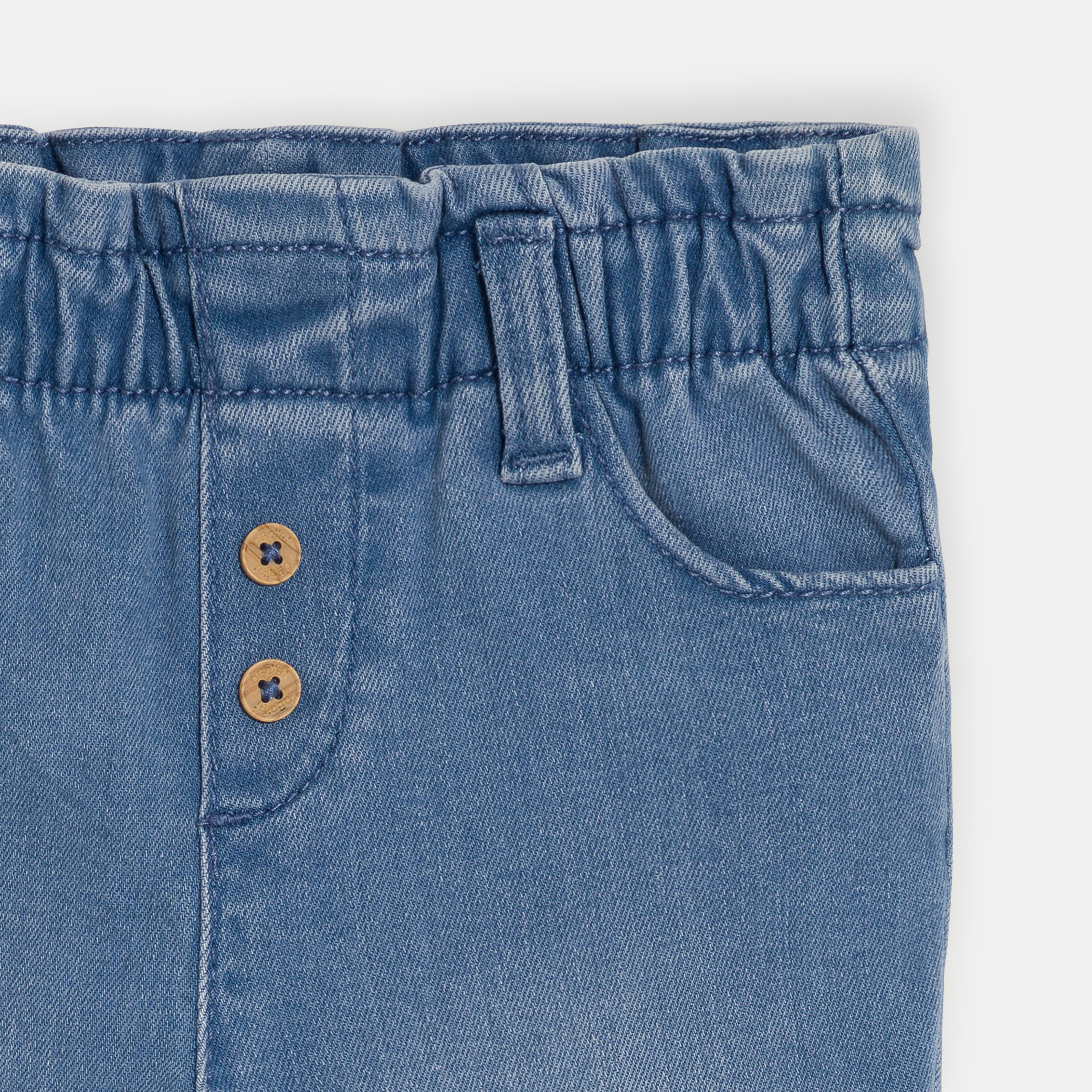 Pantalon taille haute bleu bébé fille - Denim bleu clair